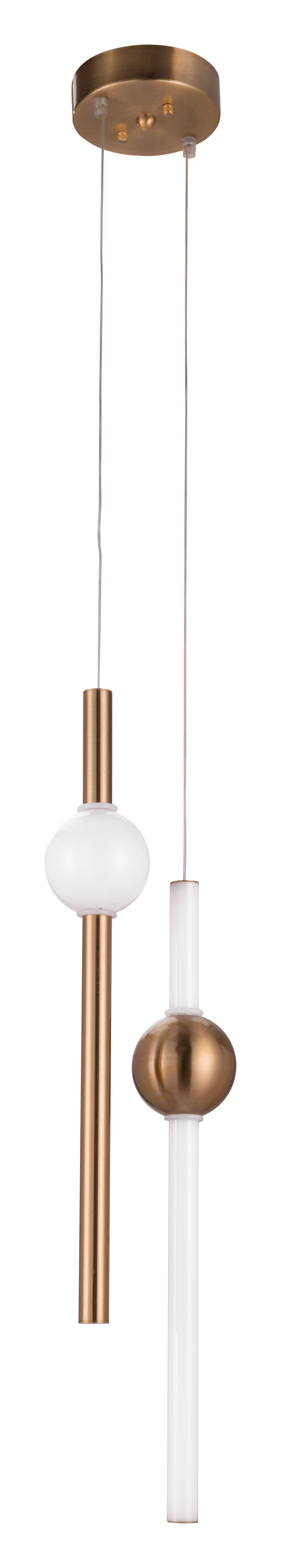 HomeRoots Alternating Ceiling Lamp With Gold and White Finish