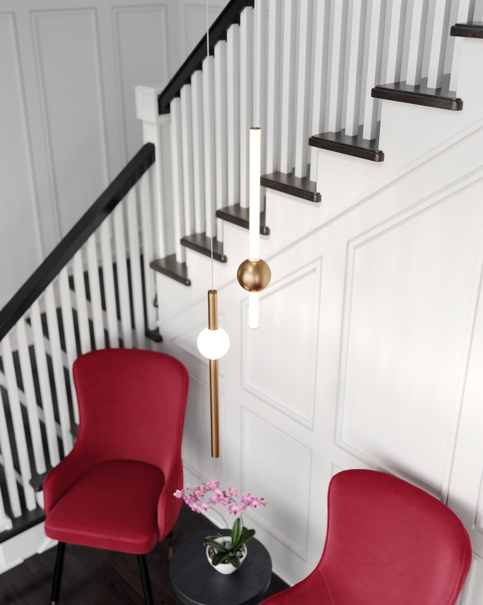 HomeRoots Alternating Ceiling Lamp With Gold and White Finish