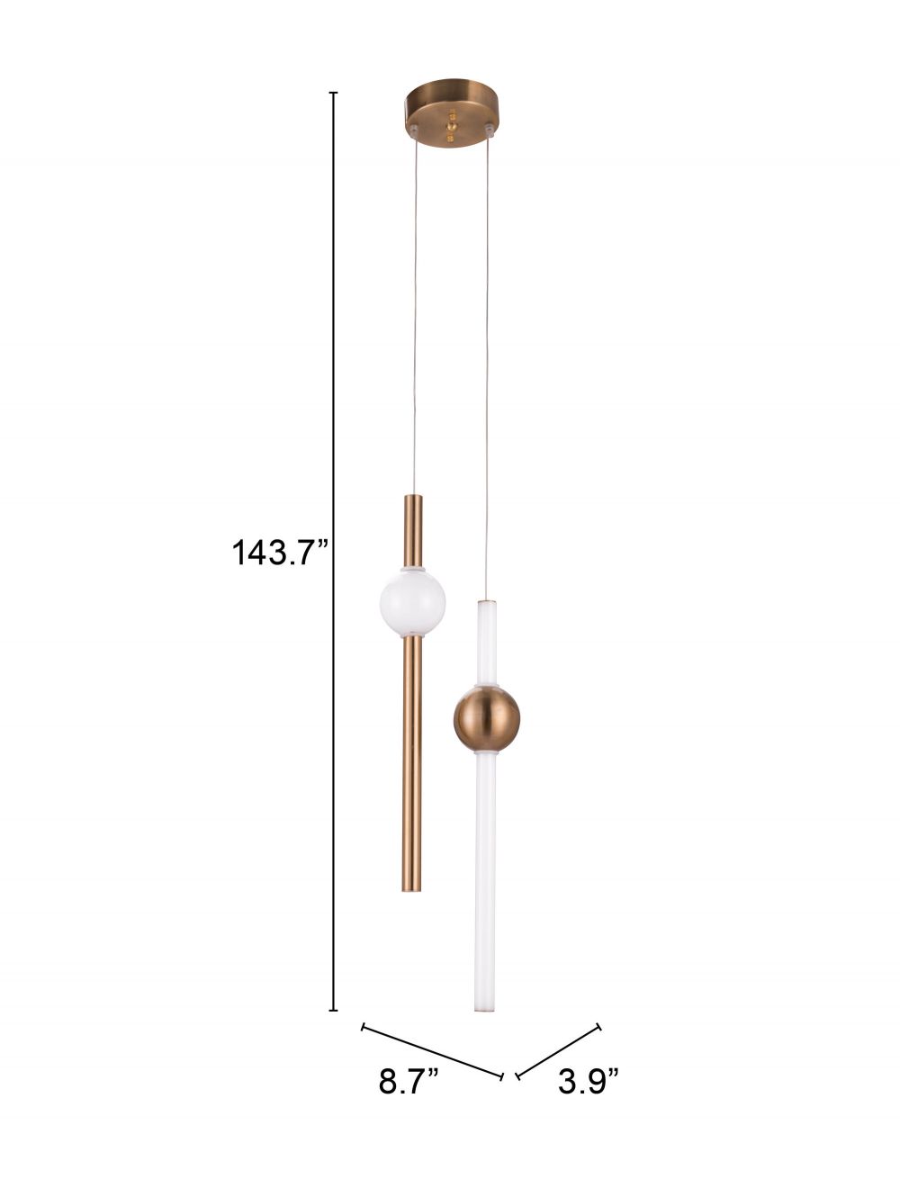 HomeRoots Alternating Ceiling Lamp With Gold and White Finish