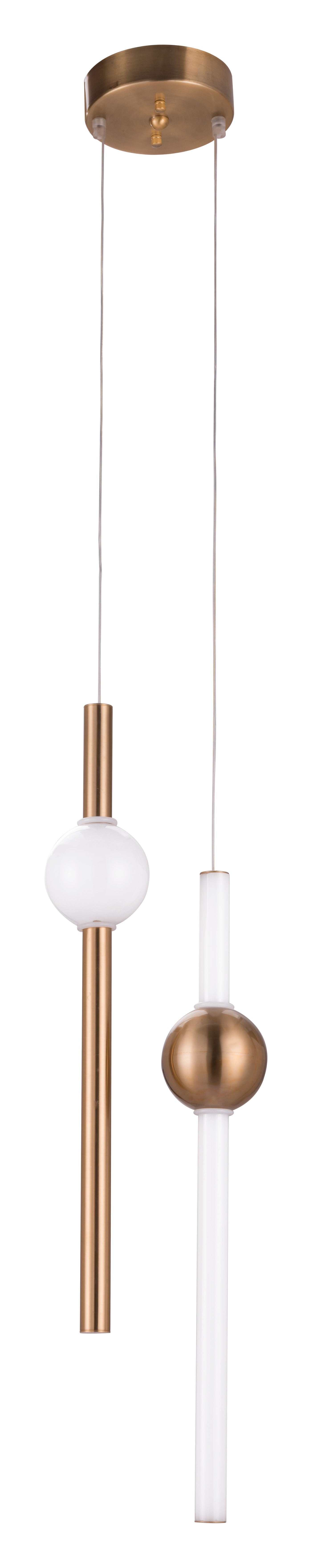 HomeRoots Alternating Ceiling Lamp With Gold and White Finish
