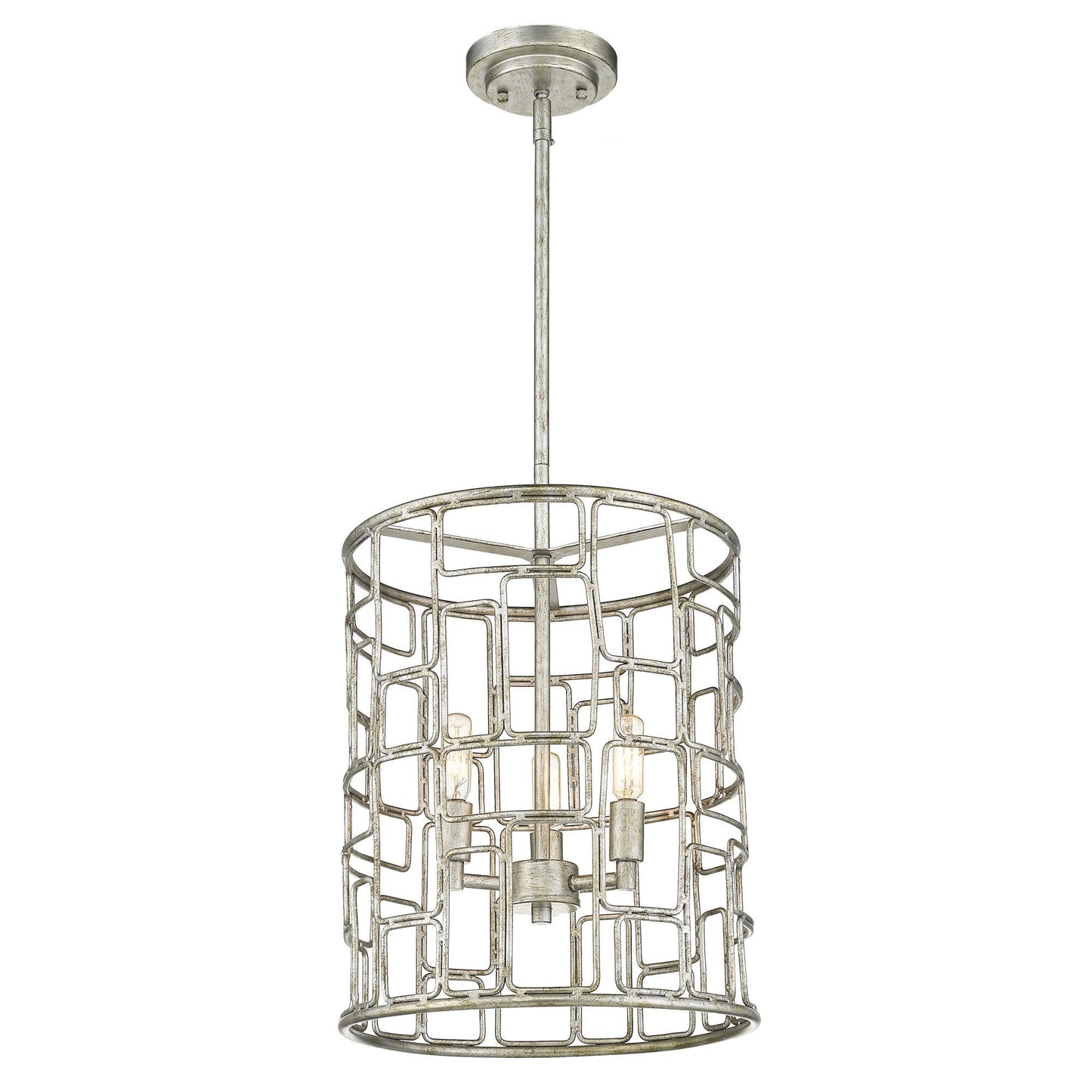 HomeRoots Amoret 3-Light Convertible Pendant in Antique Silver Finish