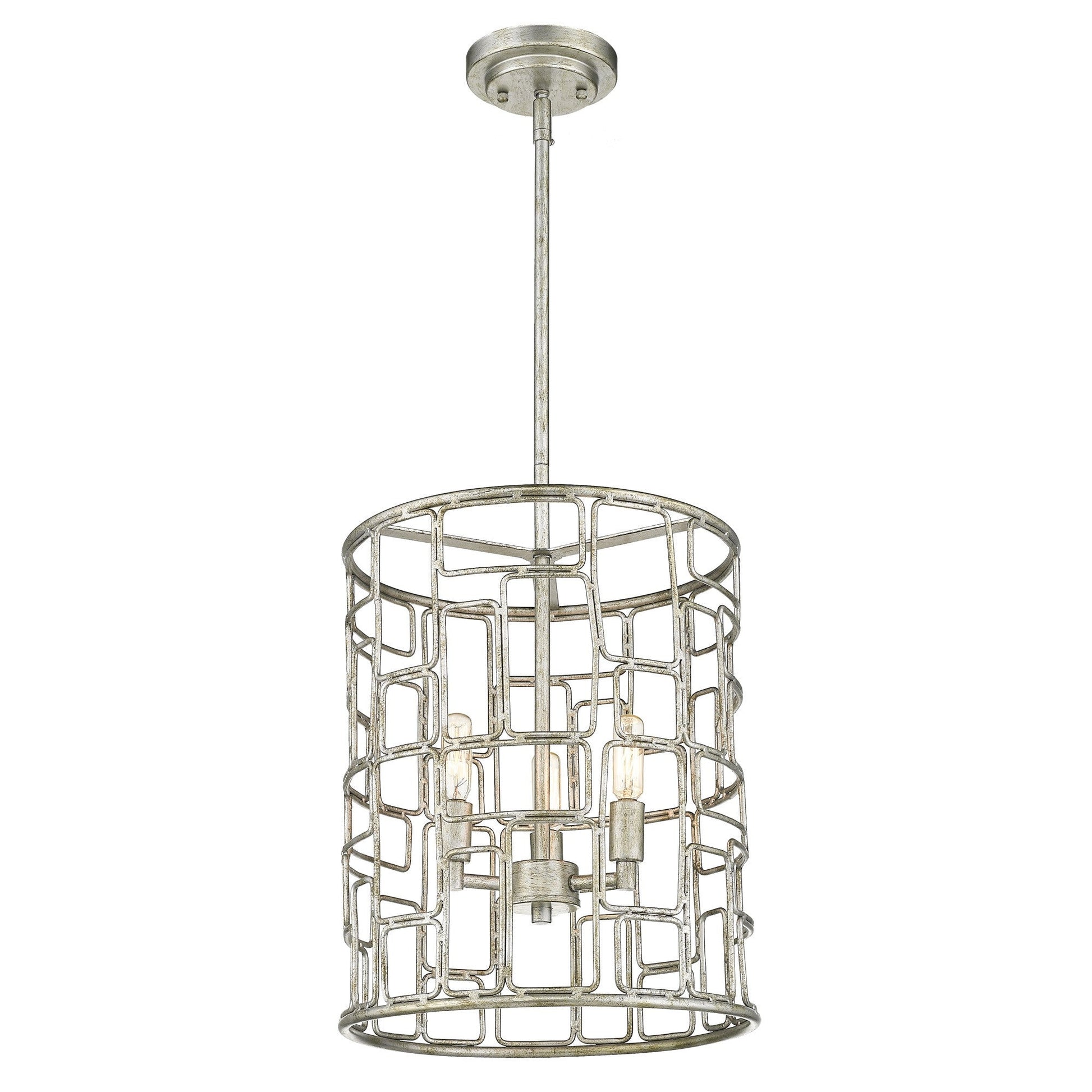 HomeRoots Amoret 3-Light Convertible Pendant in Antique Silver Finish
