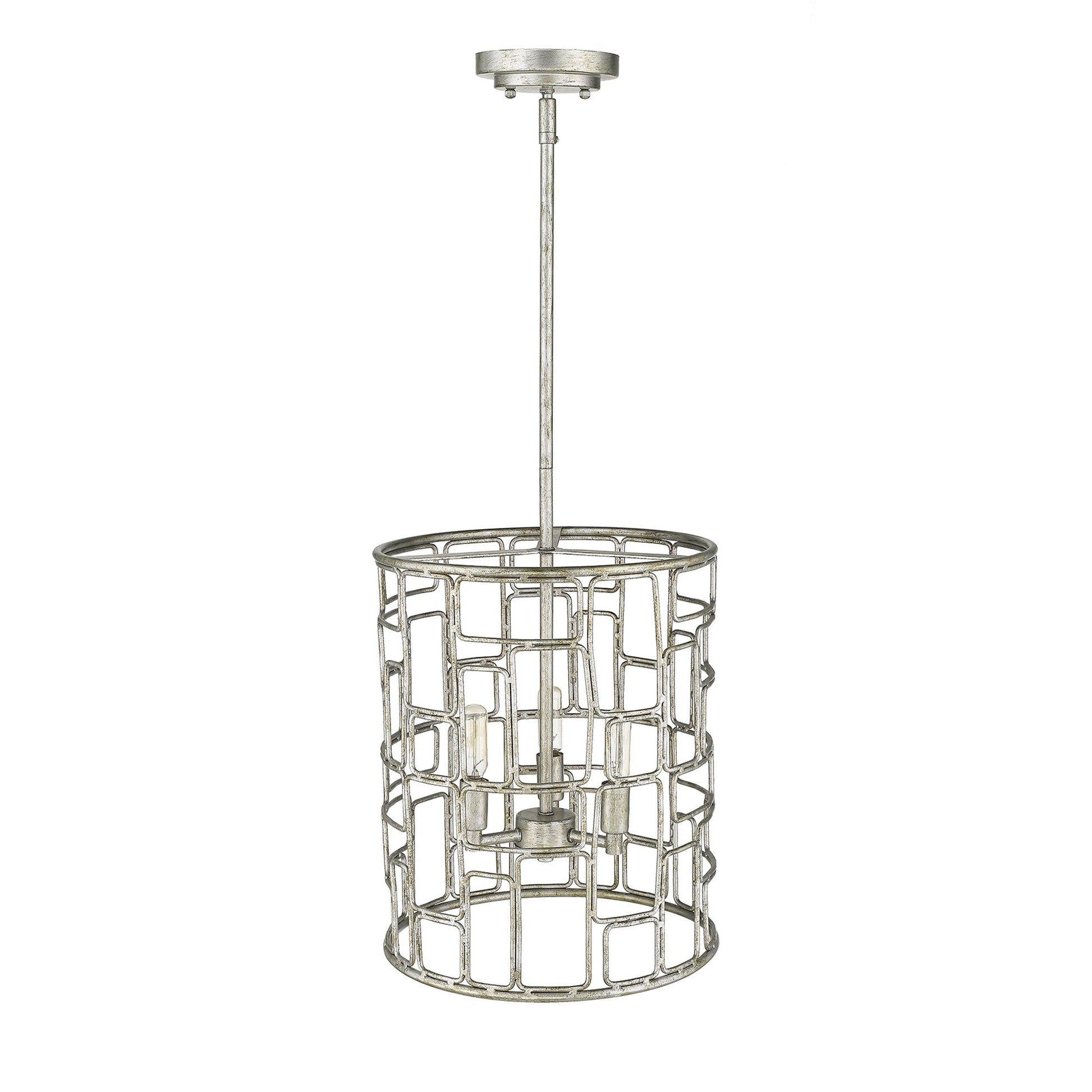 HomeRoots Amoret 3-Light Convertible Pendant in Antique Silver Finish