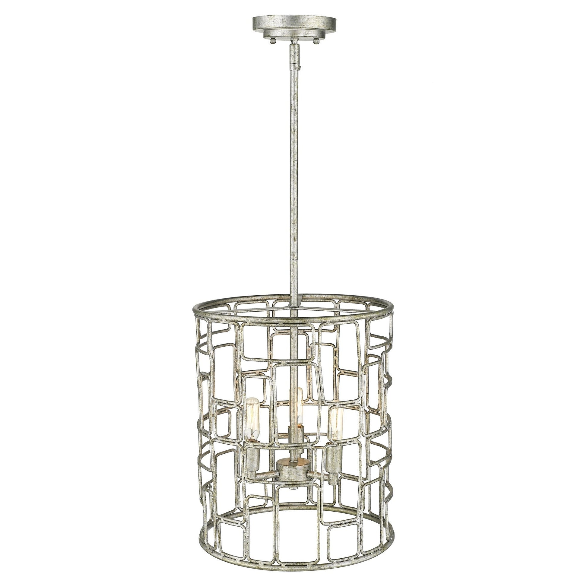 HomeRoots Amoret 3-Light Convertible Pendant in Antique Silver Finish