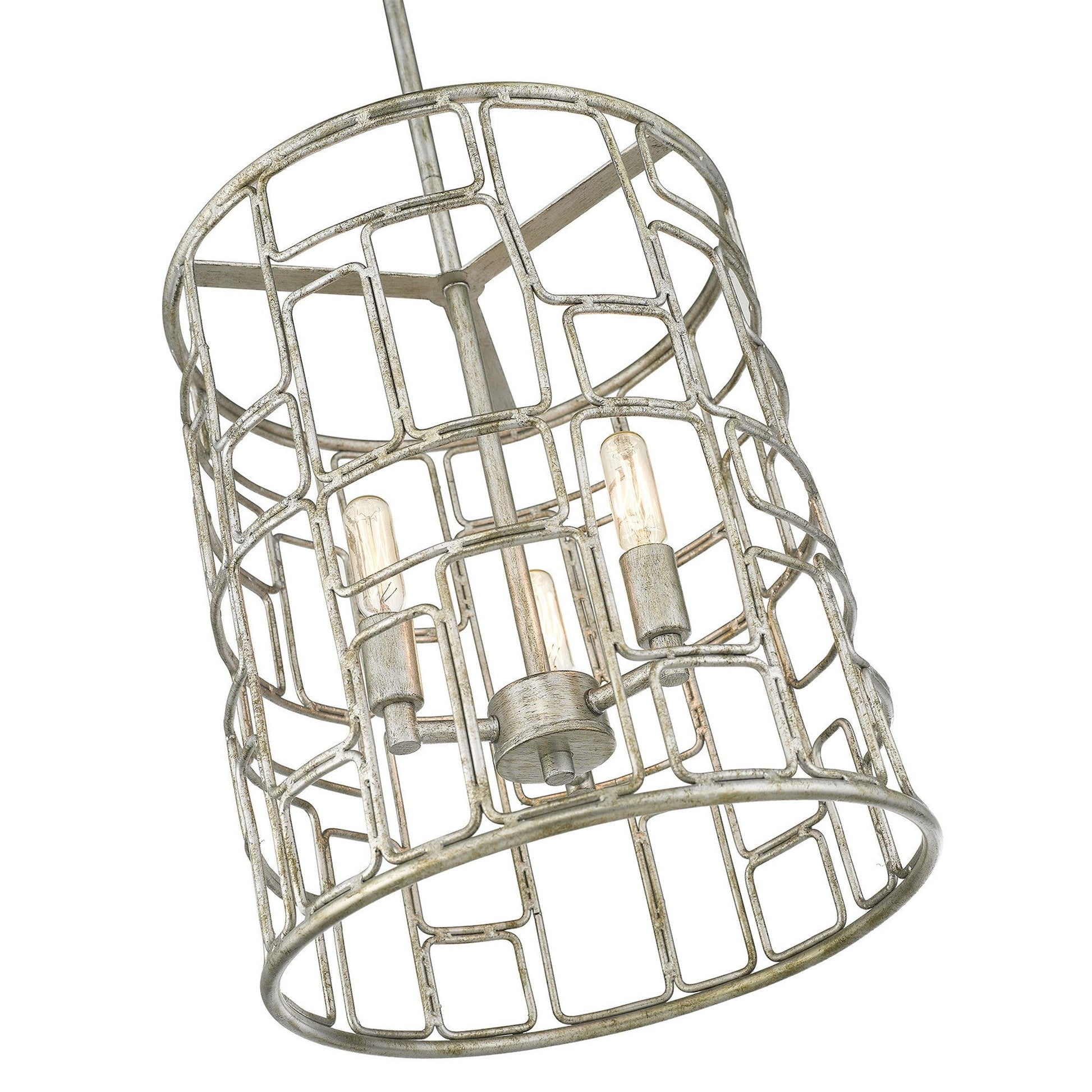 HomeRoots Amoret 3-Light Convertible Pendant in Antique Silver Finish