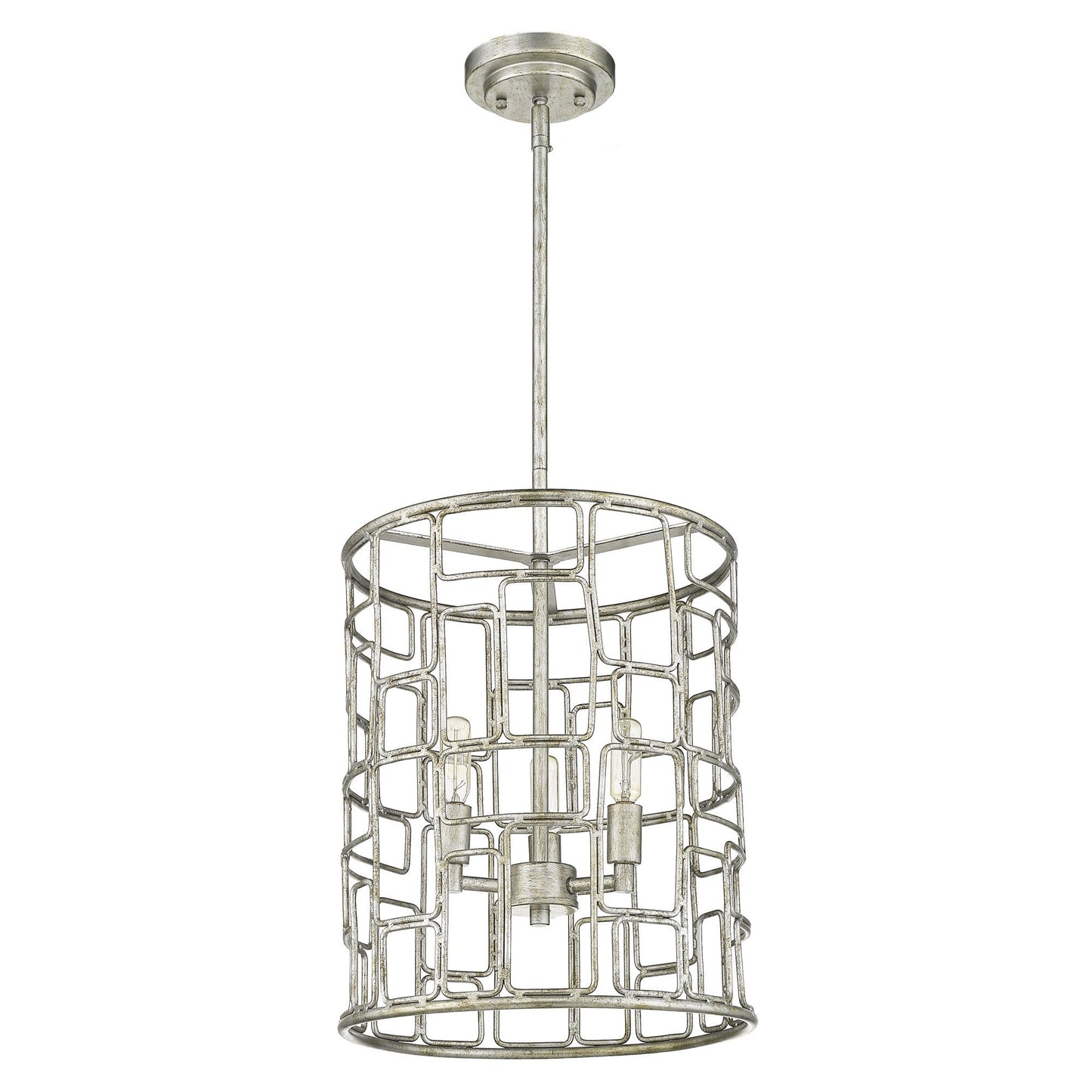 HomeRoots Amoret 3-Light Convertible Pendant in Antique Silver Finish