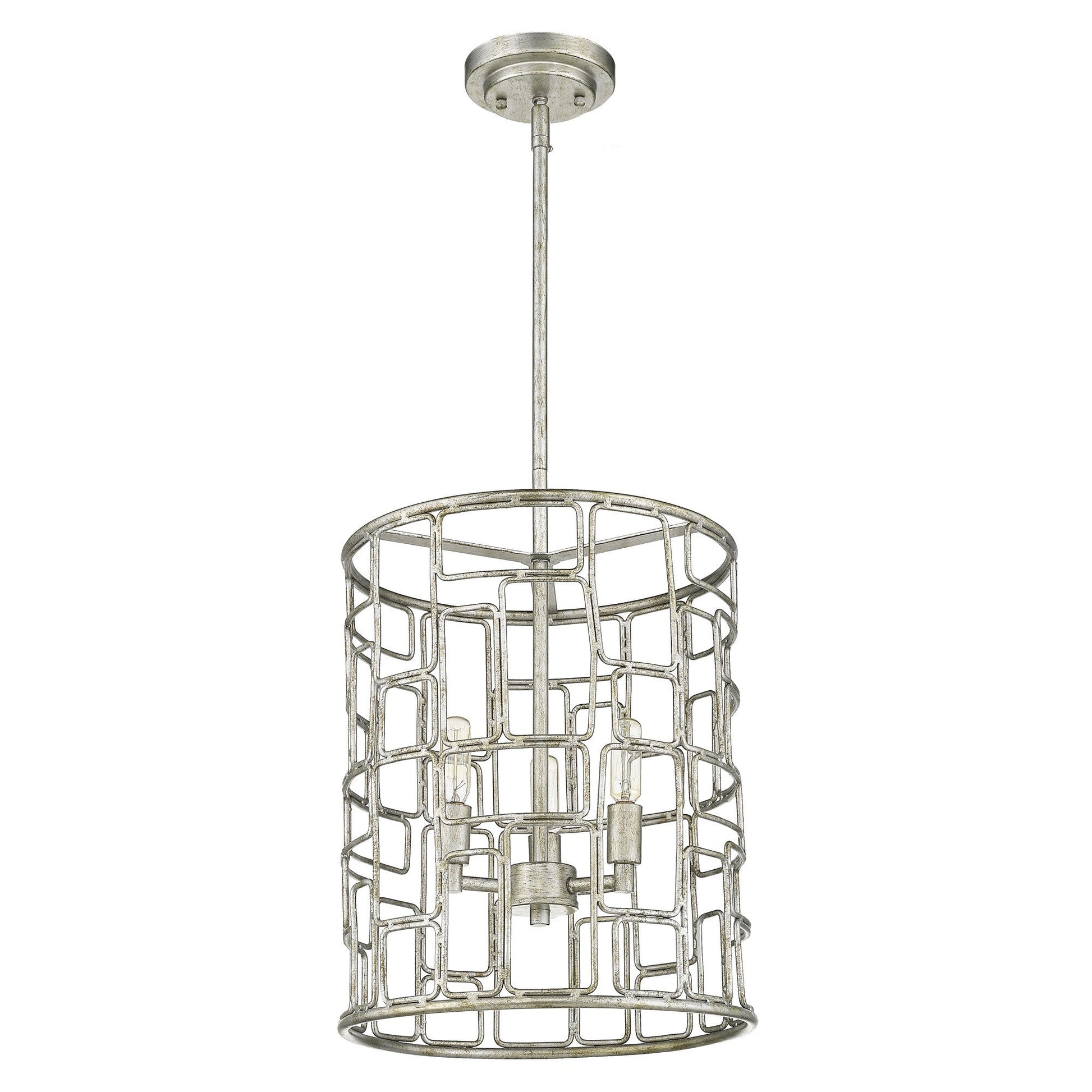 HomeRoots Amoret 3-Light Convertible Pendant in Antique Silver Finish