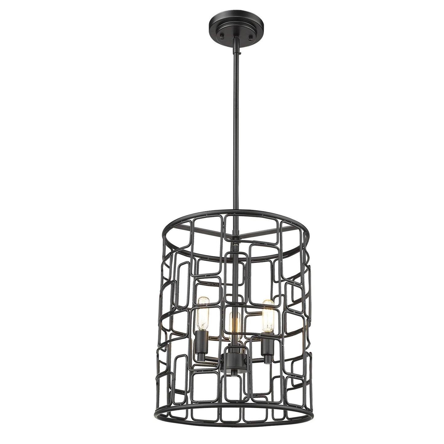 HomeRoots Amoret 3-Light Convertible Pendant in Matte Black Finish