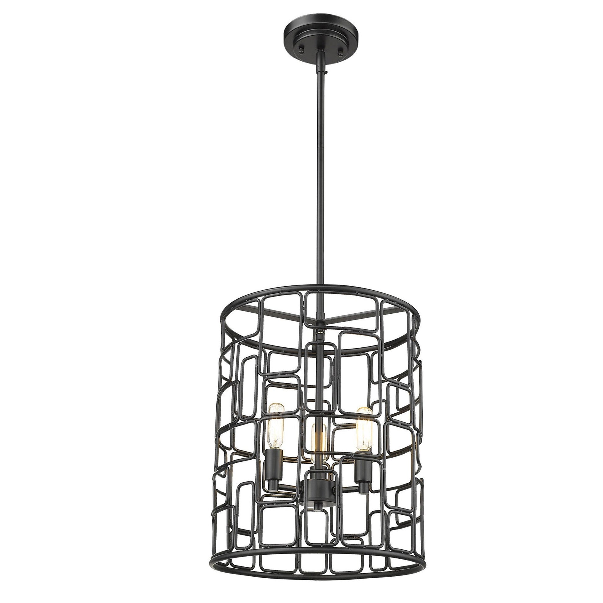 HomeRoots Amoret 3-Light Convertible Pendant in Matte Black Finish