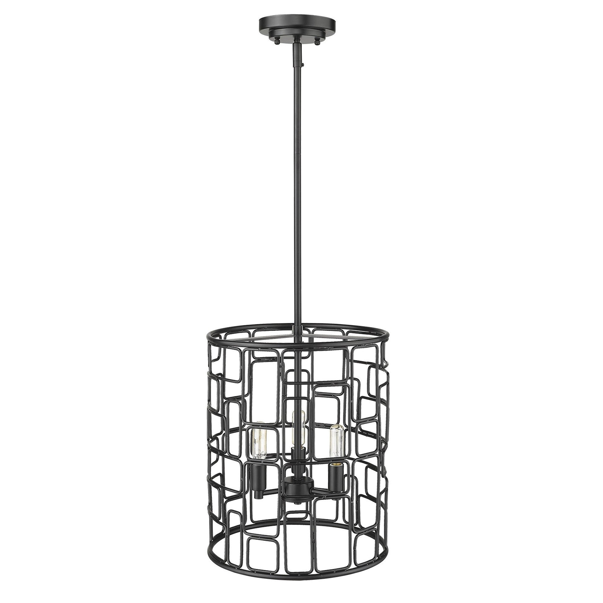HomeRoots Amoret 3-Light Convertible Pendant in Matte Black Finish