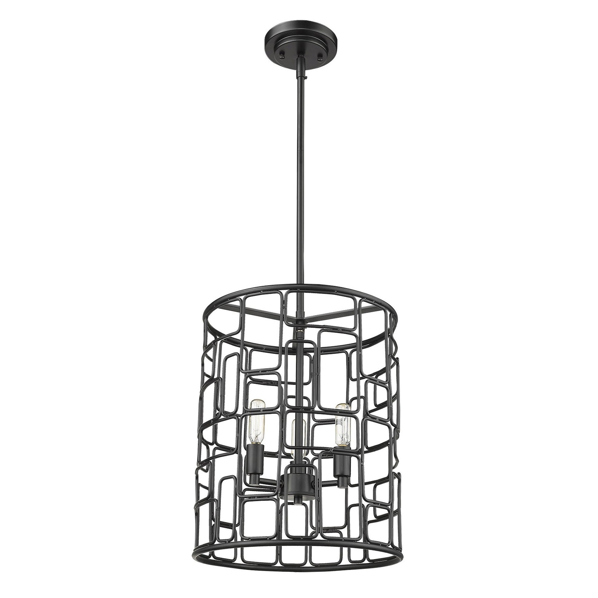 HomeRoots Amoret 3-Light Convertible Pendant in Matte Black Finish