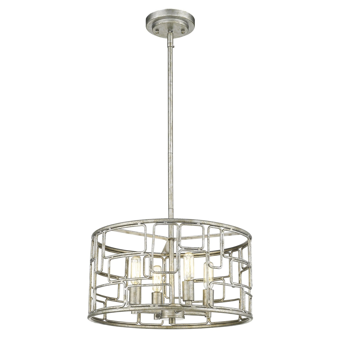 HomeRoots Amoret 4-Light Convertible Pendant in Antique Silver Finish
