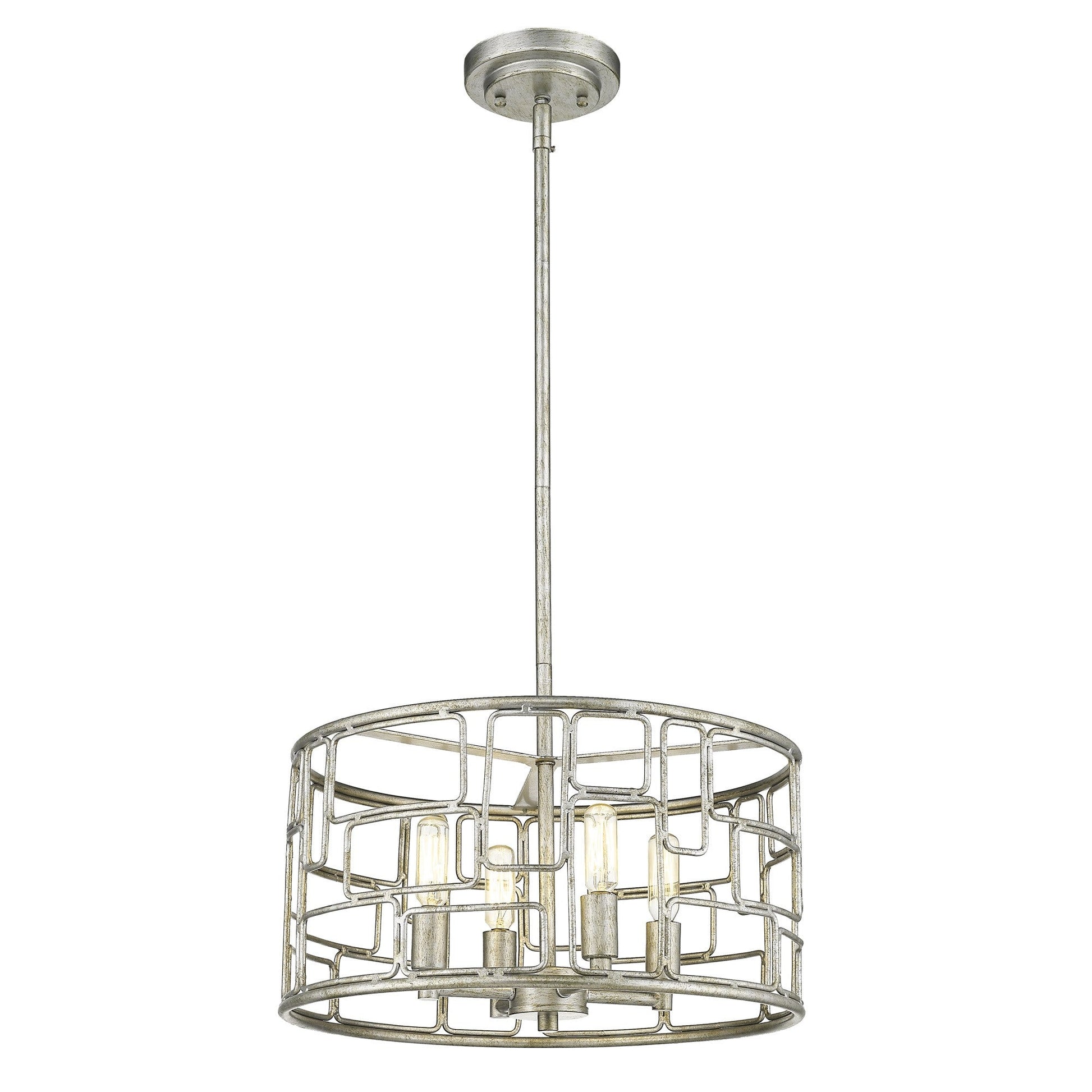 HomeRoots Amoret 4-Light Convertible Pendant in Antique Silver Finish
