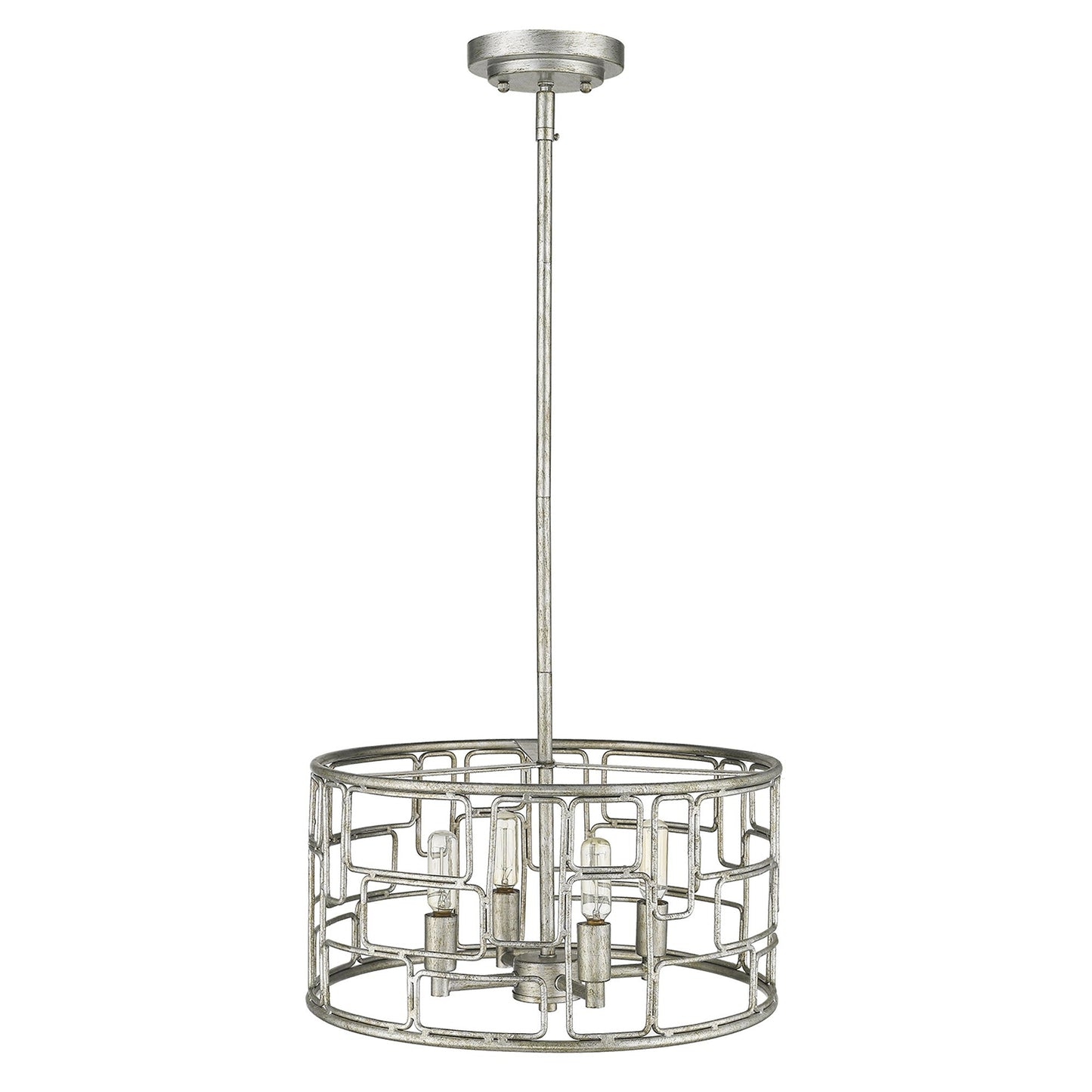 HomeRoots Amoret 4-Light Convertible Pendant in Antique Silver Finish