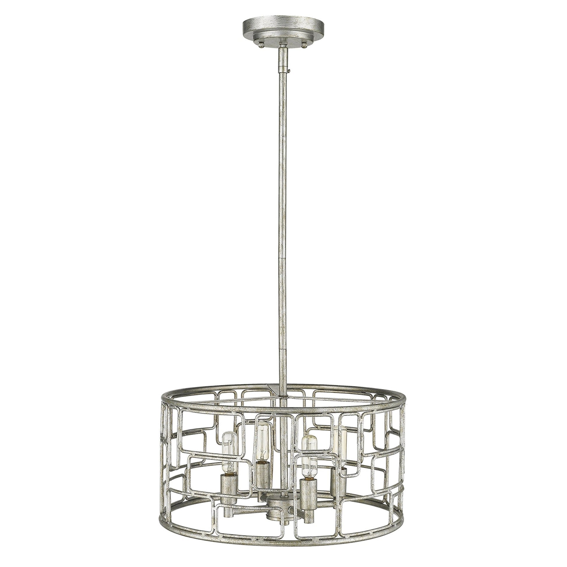 HomeRoots Amoret 4-Light Convertible Pendant in Antique Silver Finish
