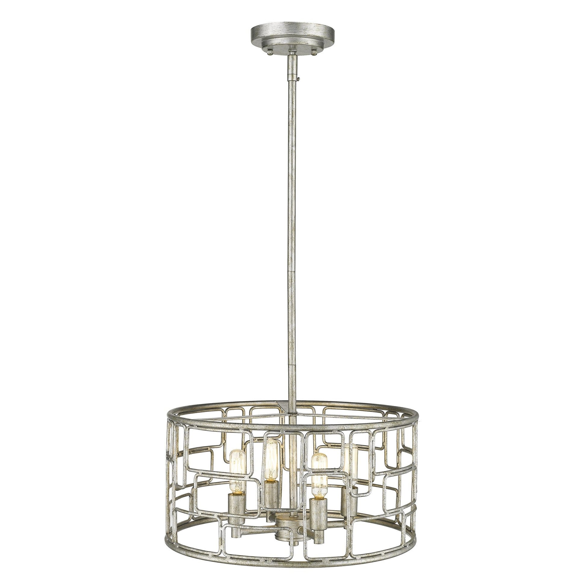 HomeRoots Amoret 4-Light Convertible Pendant in Antique Silver Finish