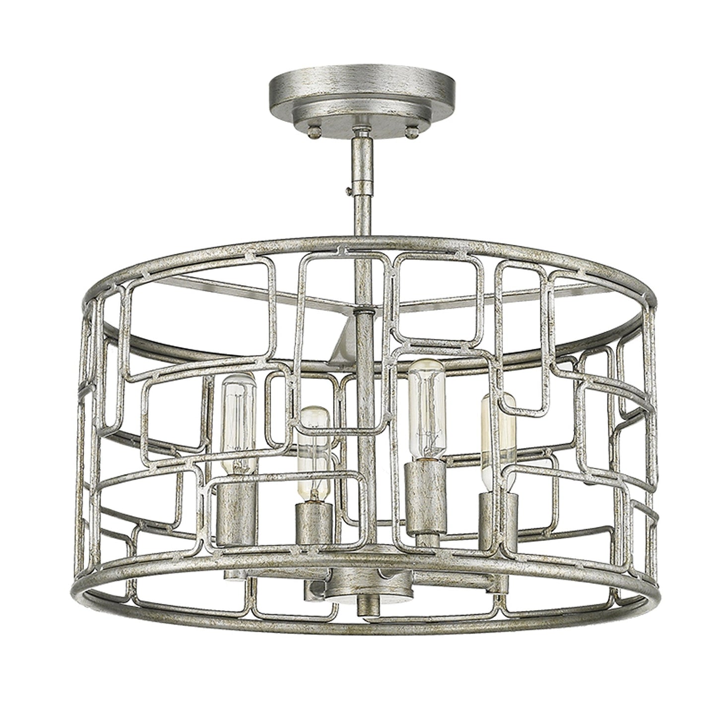 HomeRoots Amoret 4-Light Convertible Pendant in Antique Silver Finish