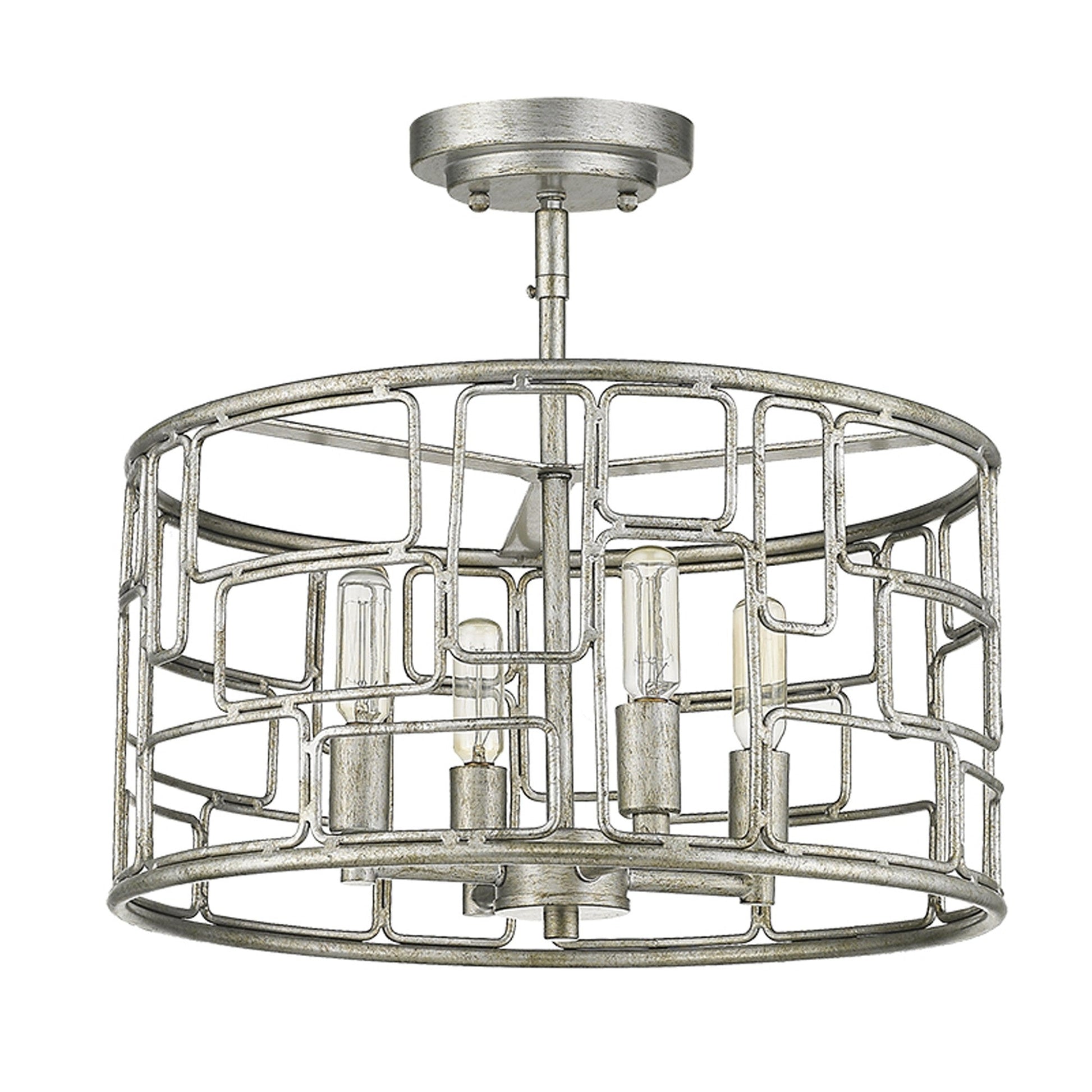 HomeRoots Amoret 4-Light Convertible Pendant in Antique Silver Finish