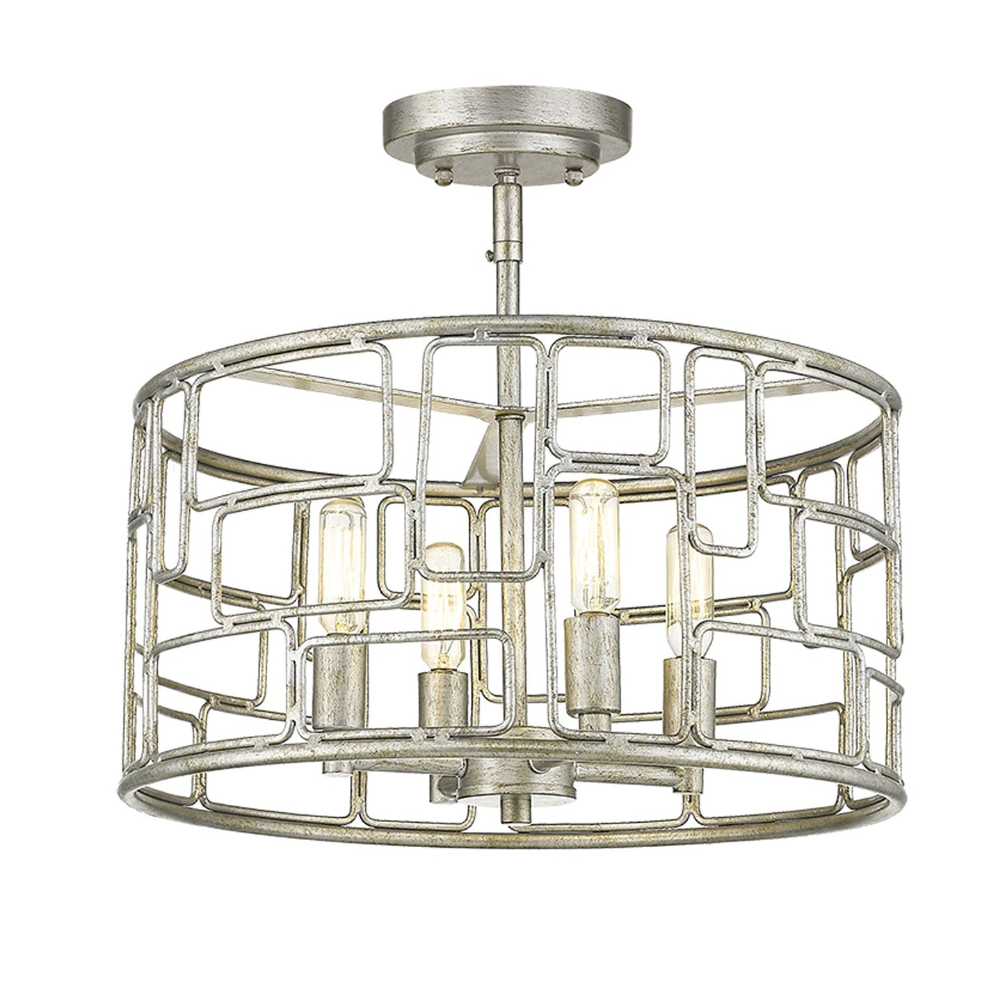 HomeRoots Amoret 4-Light Convertible Pendant in Antique Silver Finish