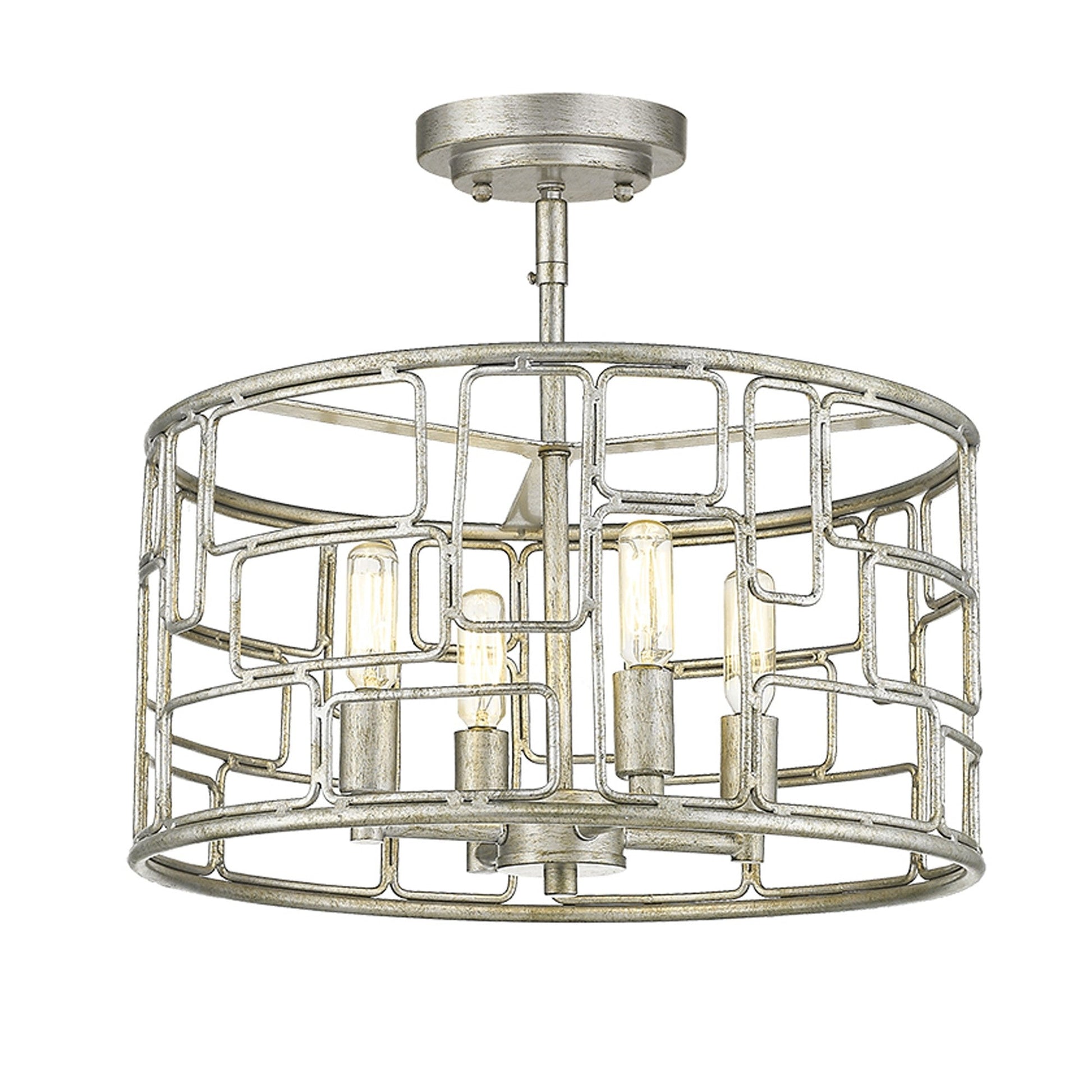 HomeRoots Amoret 4-Light Convertible Pendant in Antique Silver Finish