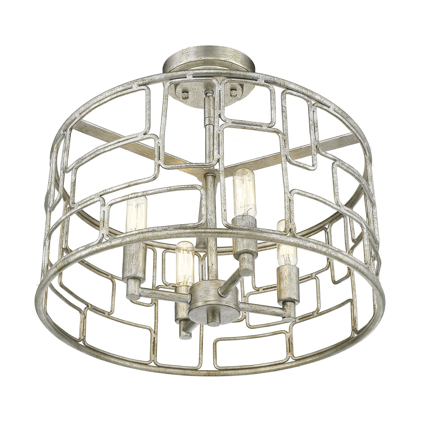 HomeRoots Amoret 4-Light Convertible Pendant in Antique Silver Finish