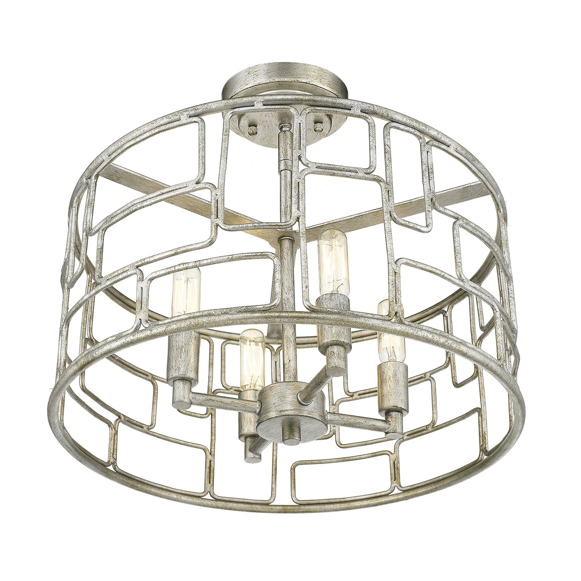 HomeRoots Amoret 4-Light Convertible Pendant in Antique Silver Finish