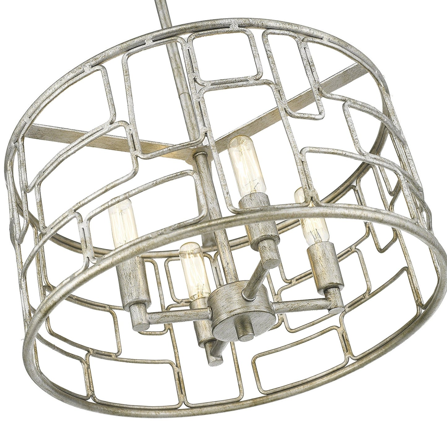 HomeRoots Amoret 4-Light Convertible Pendant in Antique Silver Finish