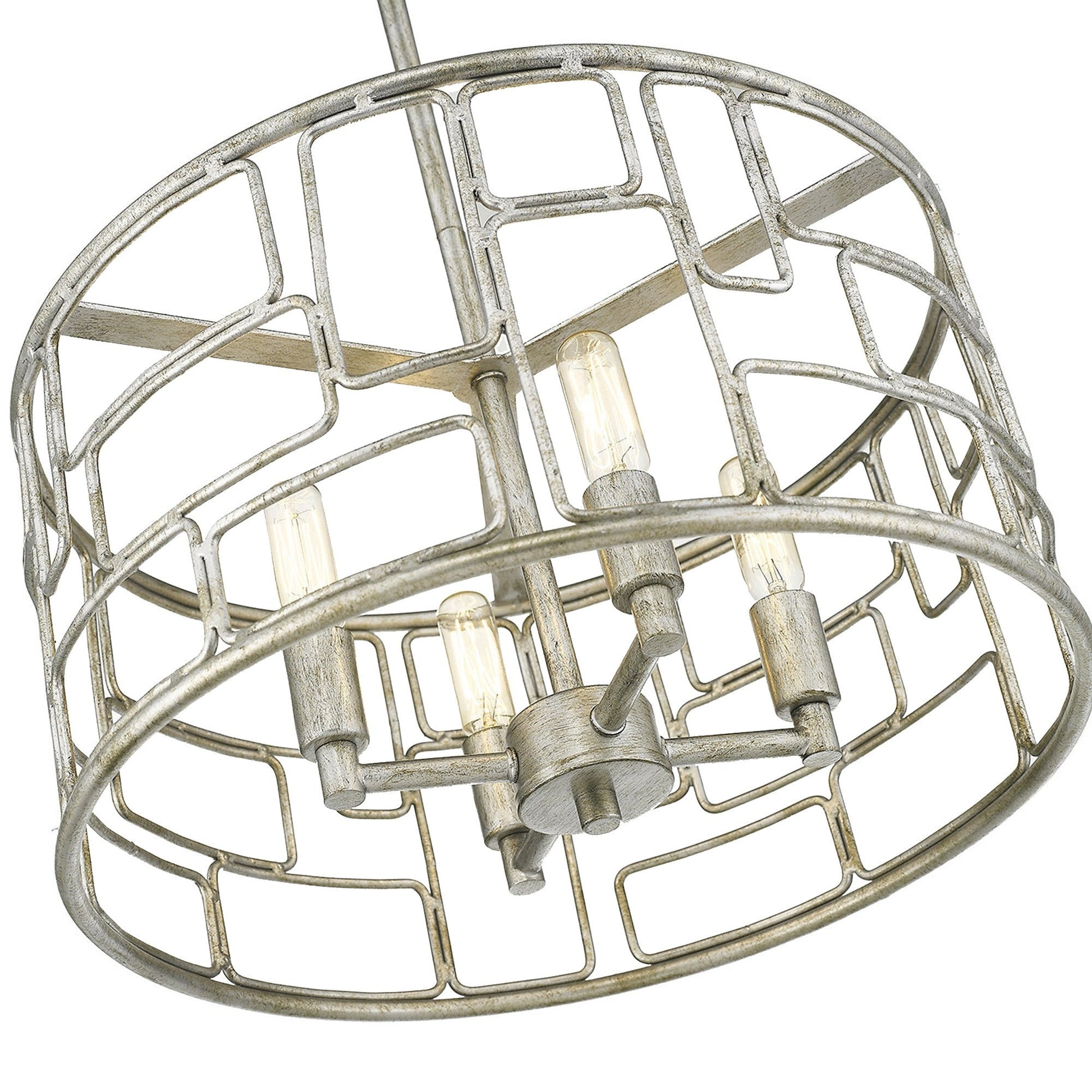 HomeRoots Amoret 4-Light Convertible Pendant in Antique Silver Finish
