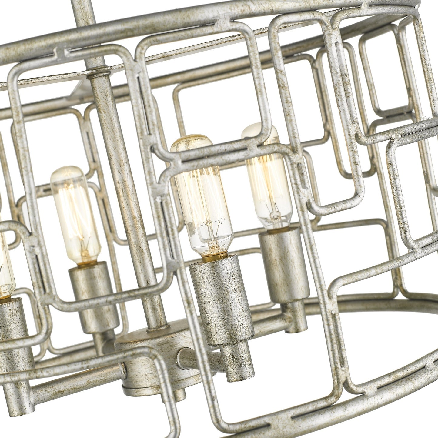 HomeRoots Amoret 4-Light Convertible Pendant in Antique Silver Finish