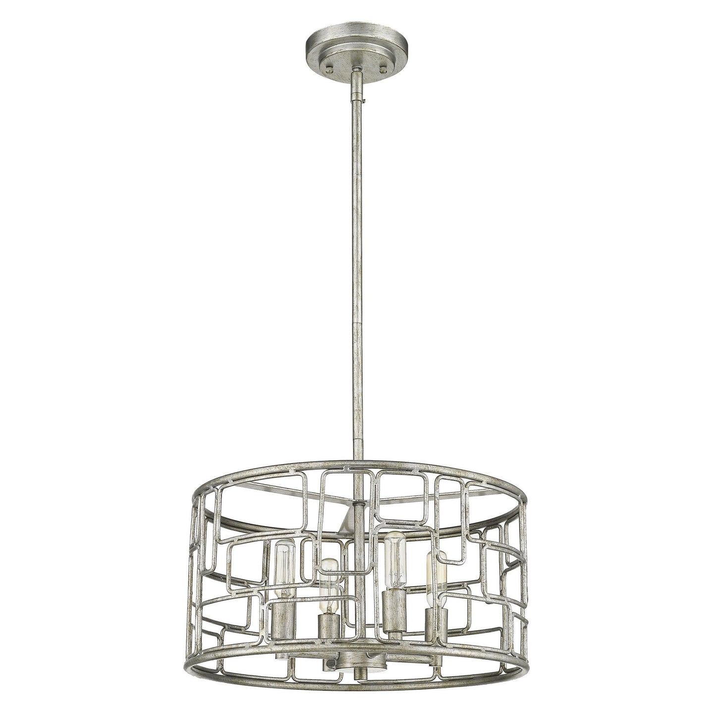 HomeRoots Amoret 4-Light Convertible Pendant in Antique Silver Finish