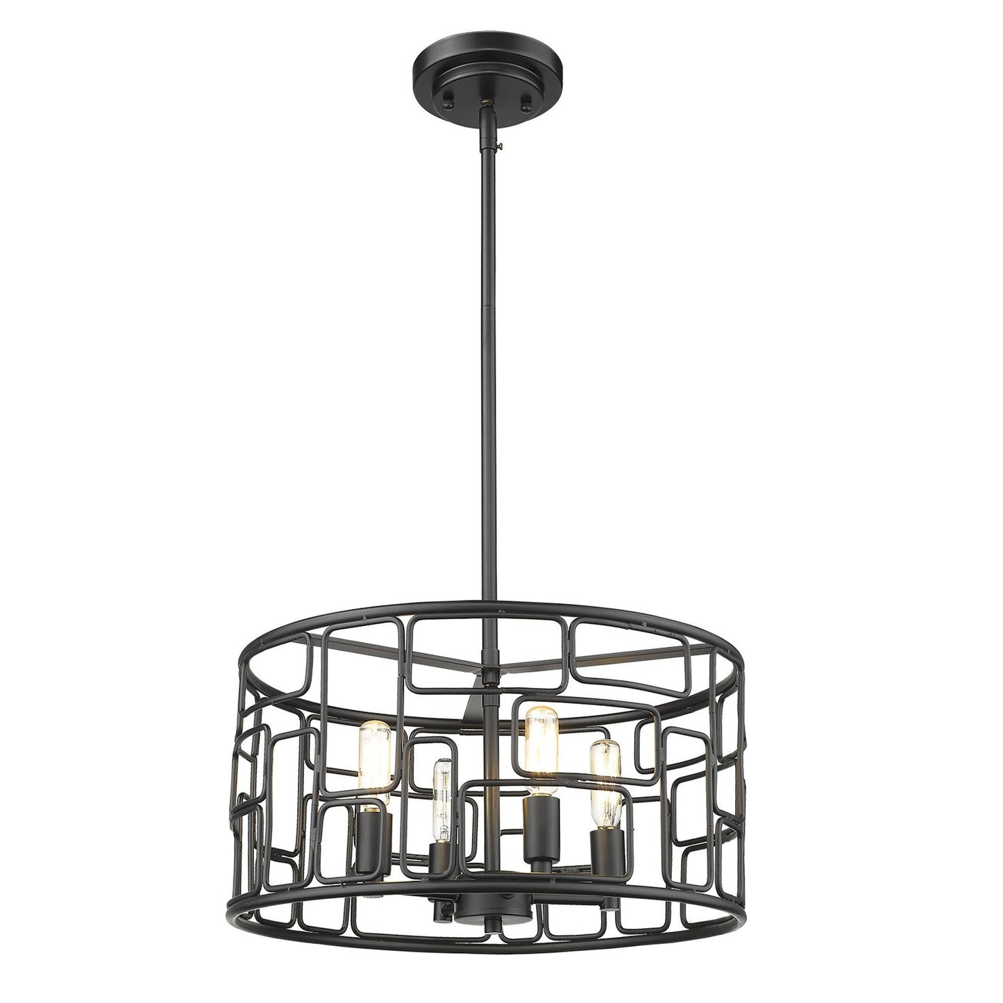 HomeRoots Amoret 4-Light Convertible Pendant in Matte Black Finish