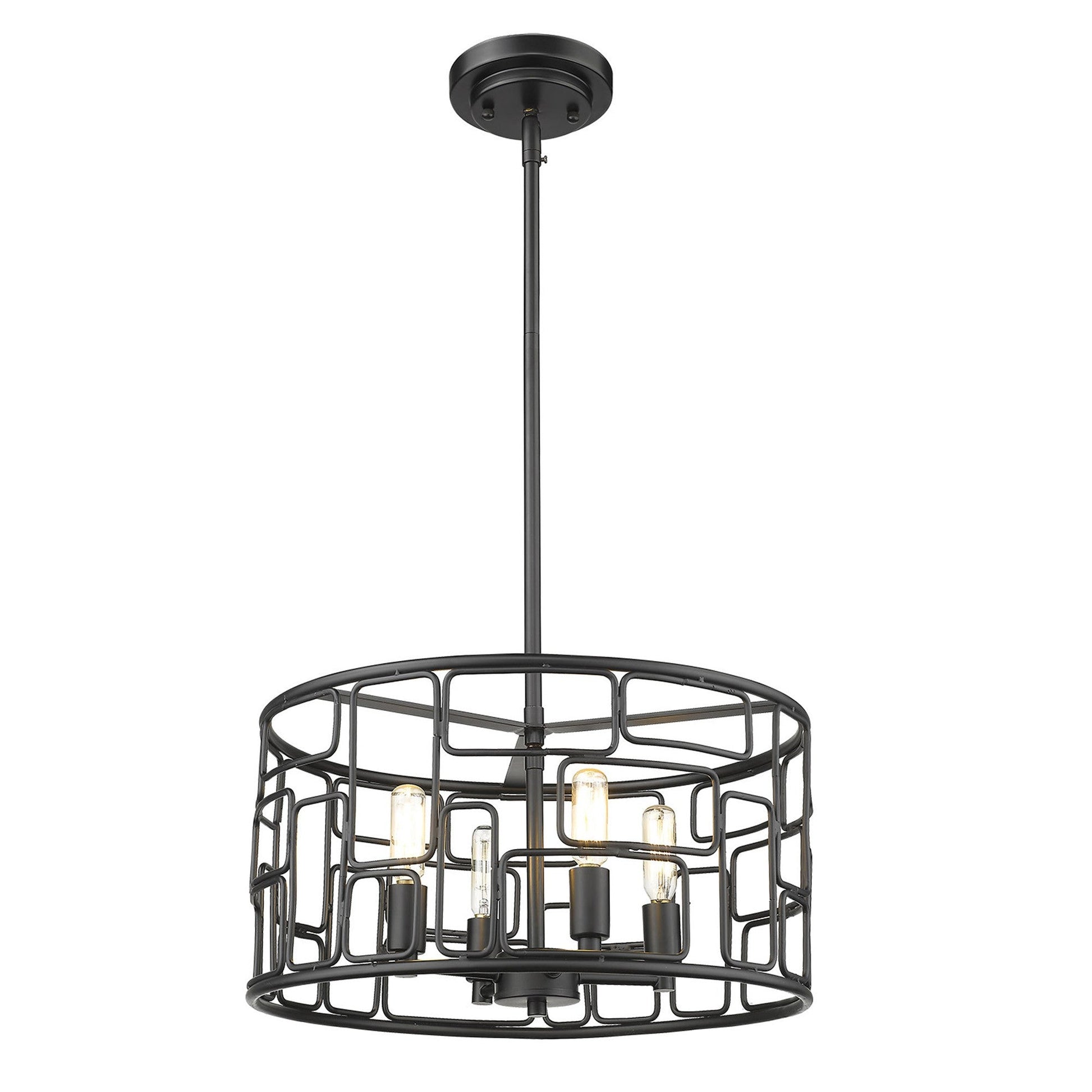 HomeRoots Amoret 4-Light Convertible Pendant in Matte Black Finish
