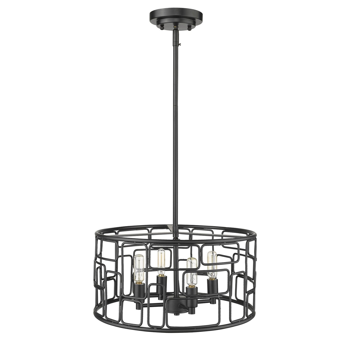 HomeRoots Amoret 4-Light Convertible Pendant in Matte Black Finish