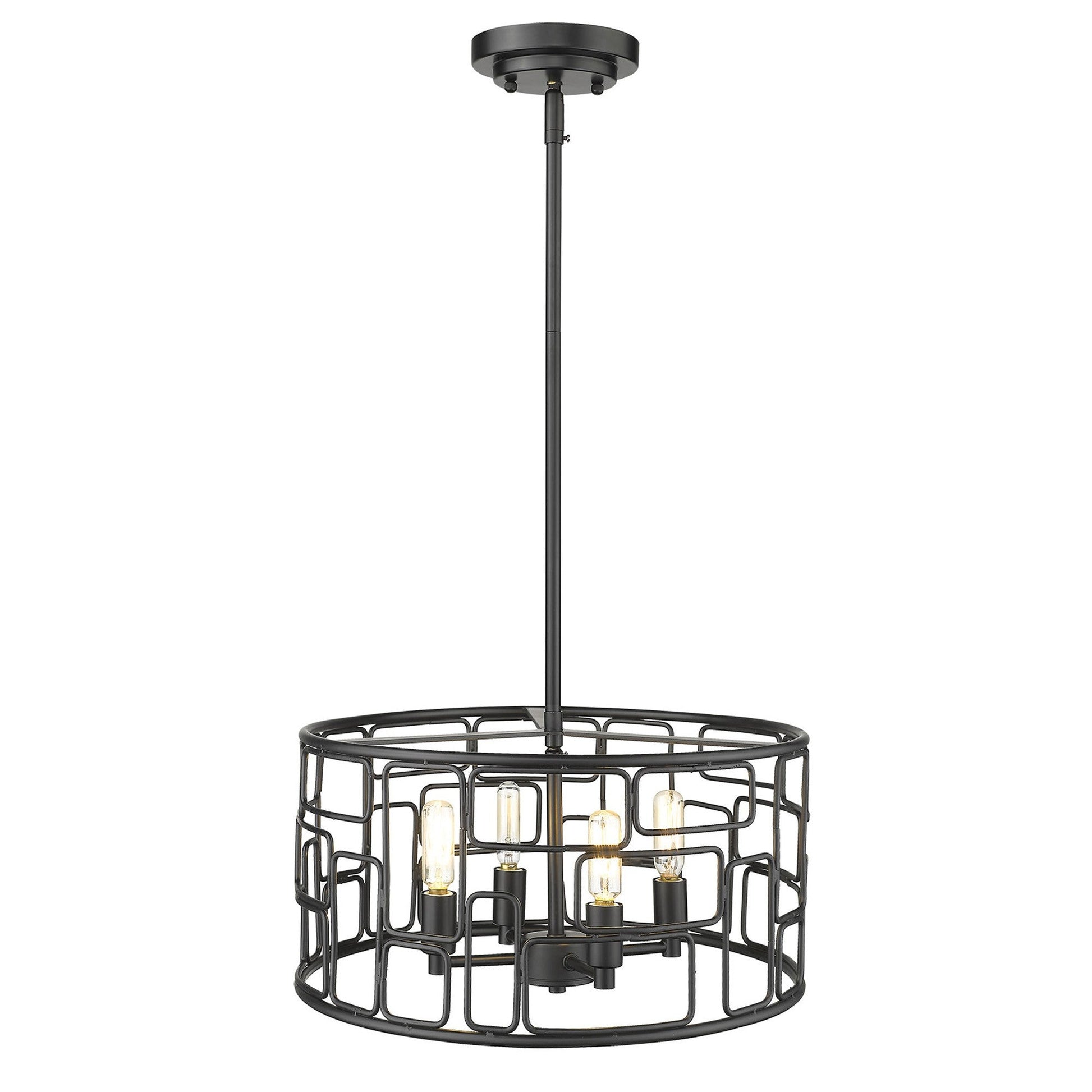 HomeRoots Amoret 4-Light Convertible Pendant in Matte Black Finish