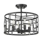 HomeRoots Amoret 4-Light Convertible Pendant in Matte Black Finish
