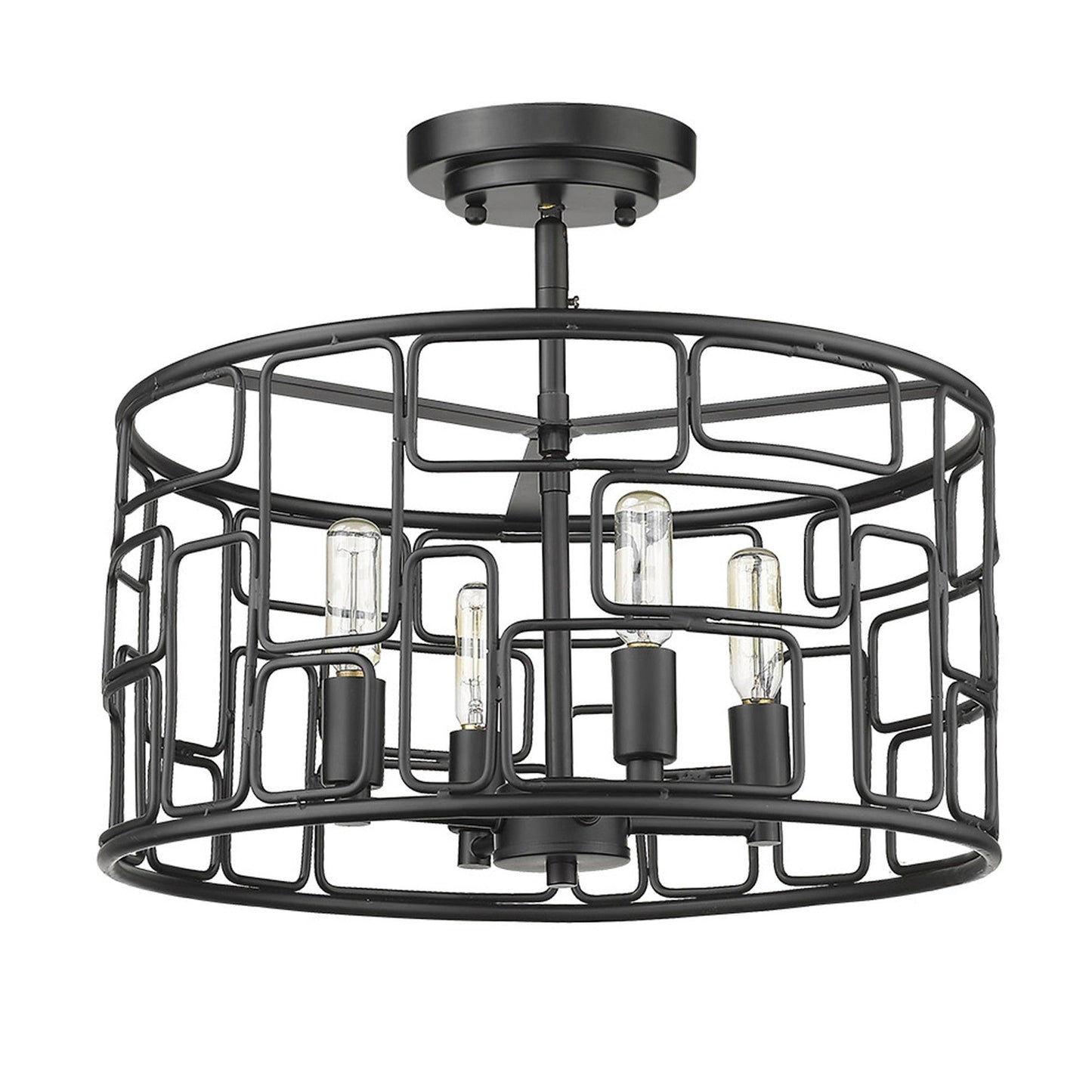 HomeRoots Amoret 4-Light Convertible Pendant in Matte Black Finish