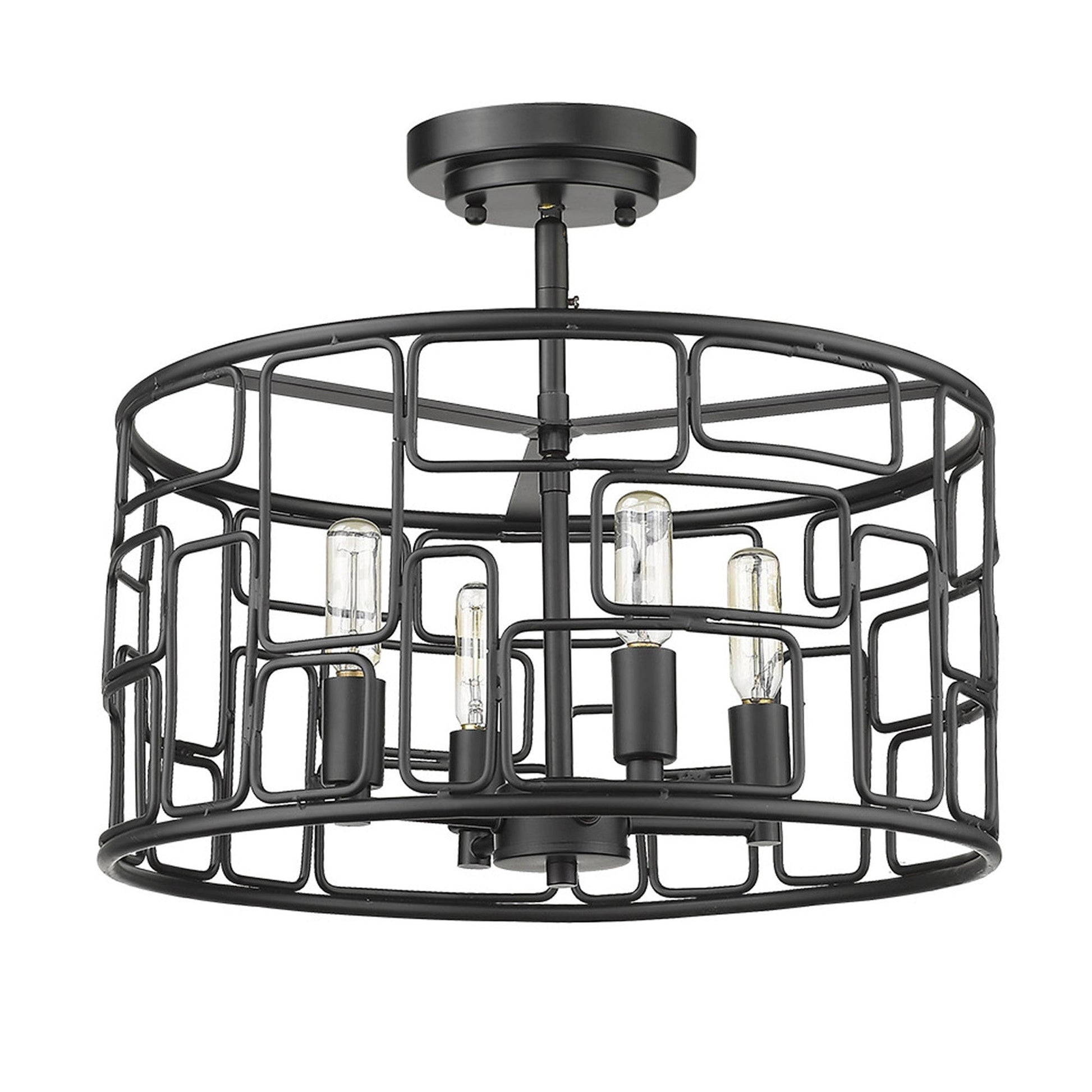 HomeRoots Amoret 4-Light Convertible Pendant in Matte Black Finish