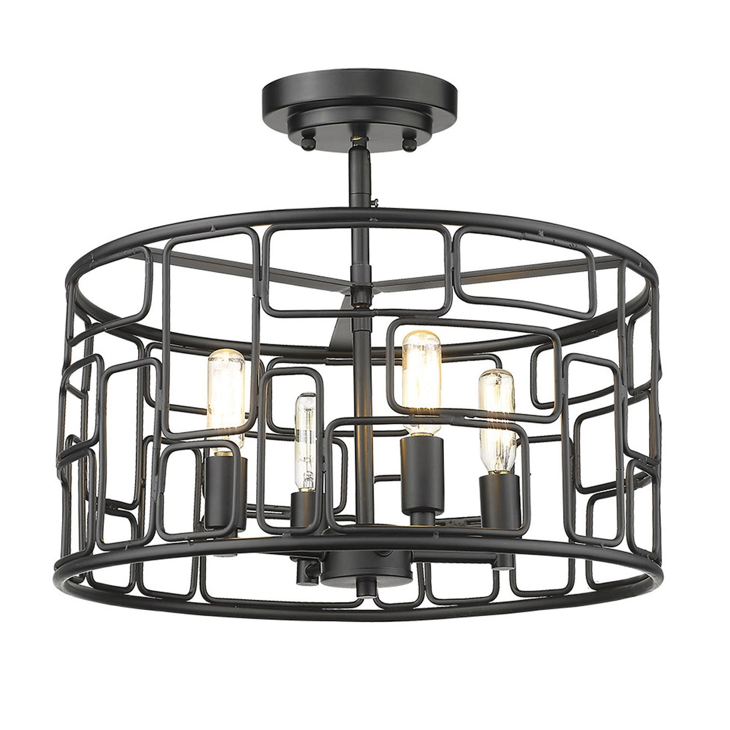 HomeRoots Amoret 4-Light Convertible Pendant in Matte Black Finish