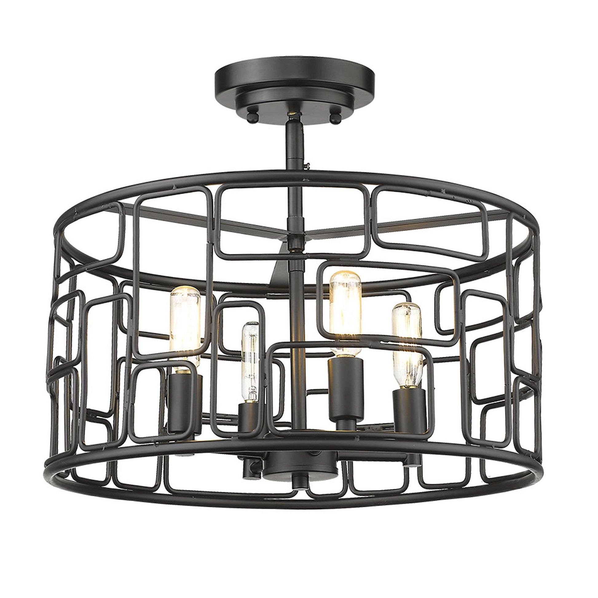 HomeRoots Amoret 4-Light Convertible Pendant in Matte Black Finish