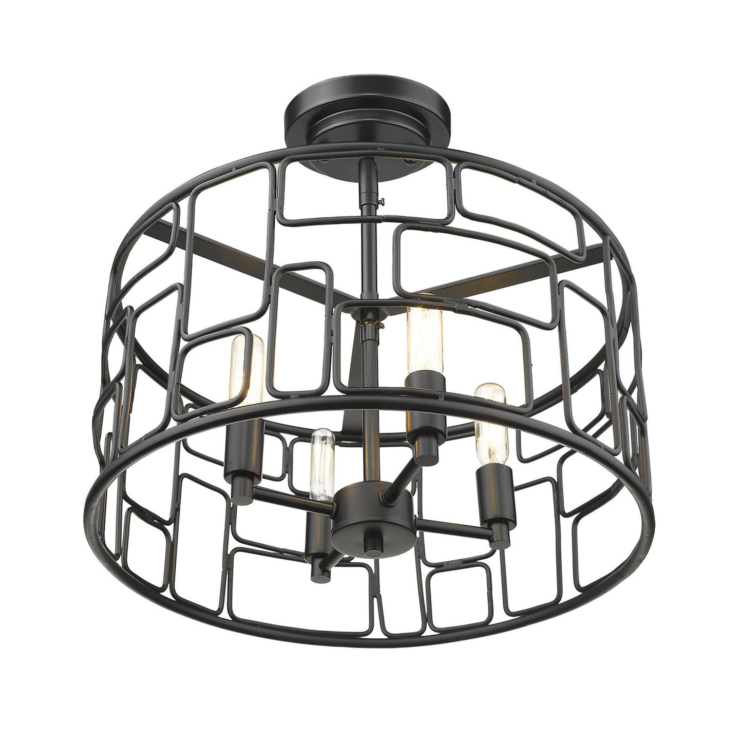 HomeRoots Amoret 4-Light Convertible Pendant in Matte Black Finish