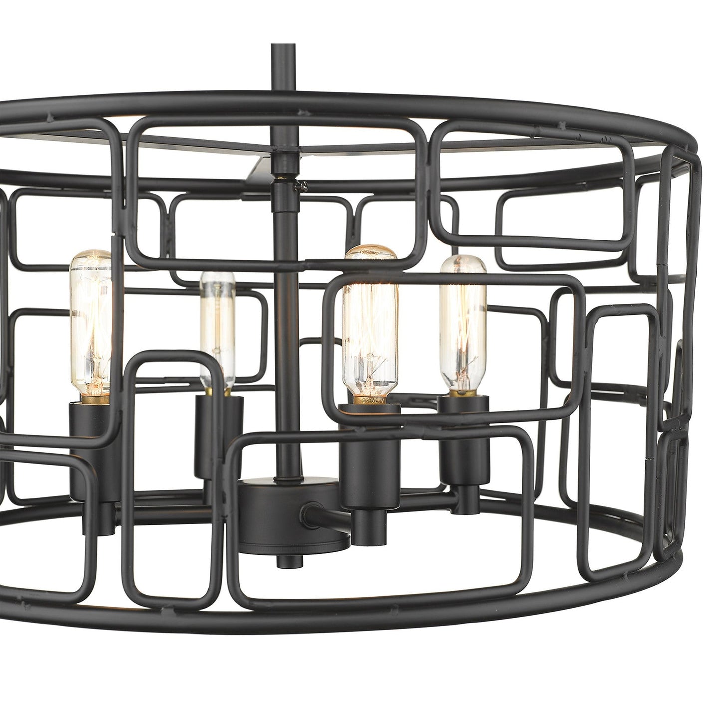 HomeRoots Amoret 4-Light Convertible Pendant in Matte Black Finish