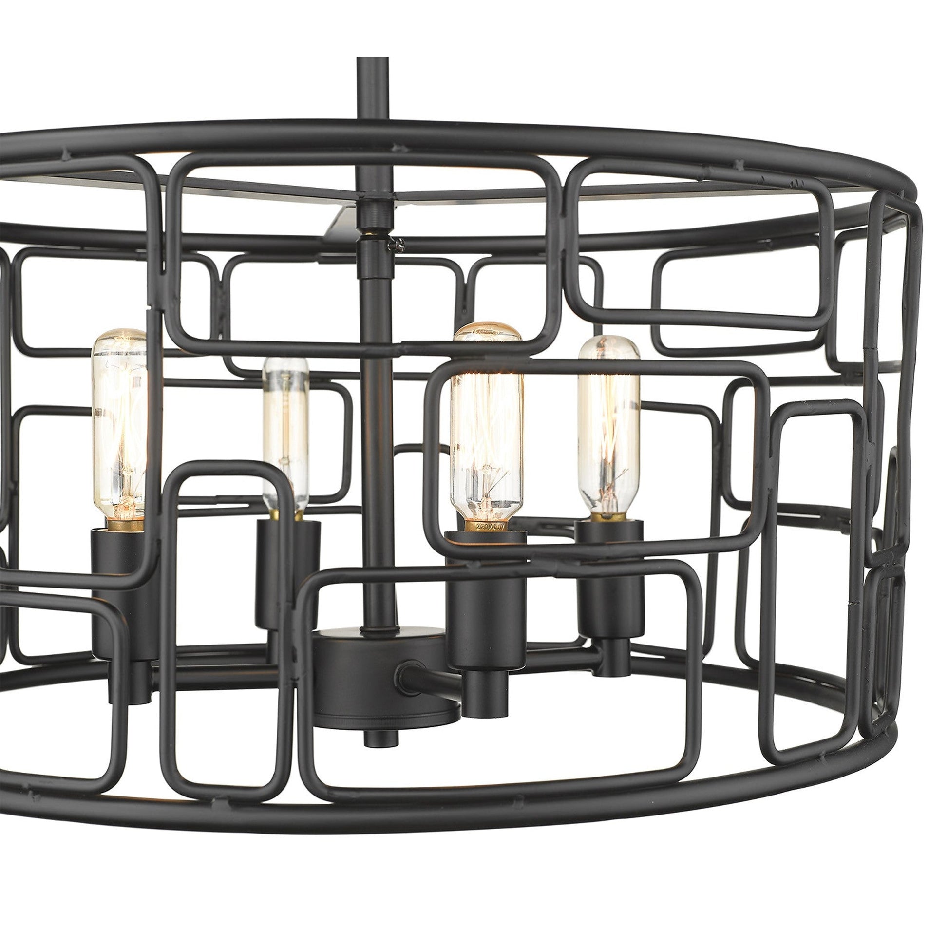 HomeRoots Amoret 4-Light Convertible Pendant in Matte Black Finish