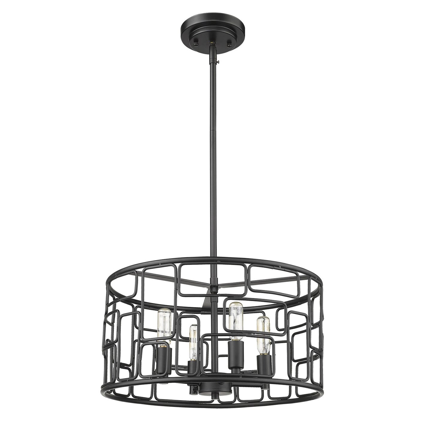 HomeRoots Amoret 4-Light Convertible Pendant in Matte Black Finish
