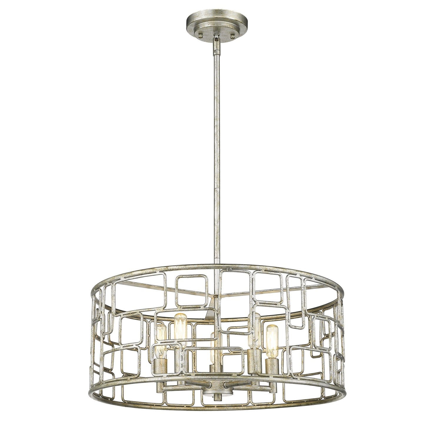 HomeRoots Amoret 5-Light Convertible Pendant in Antique Silver Finish