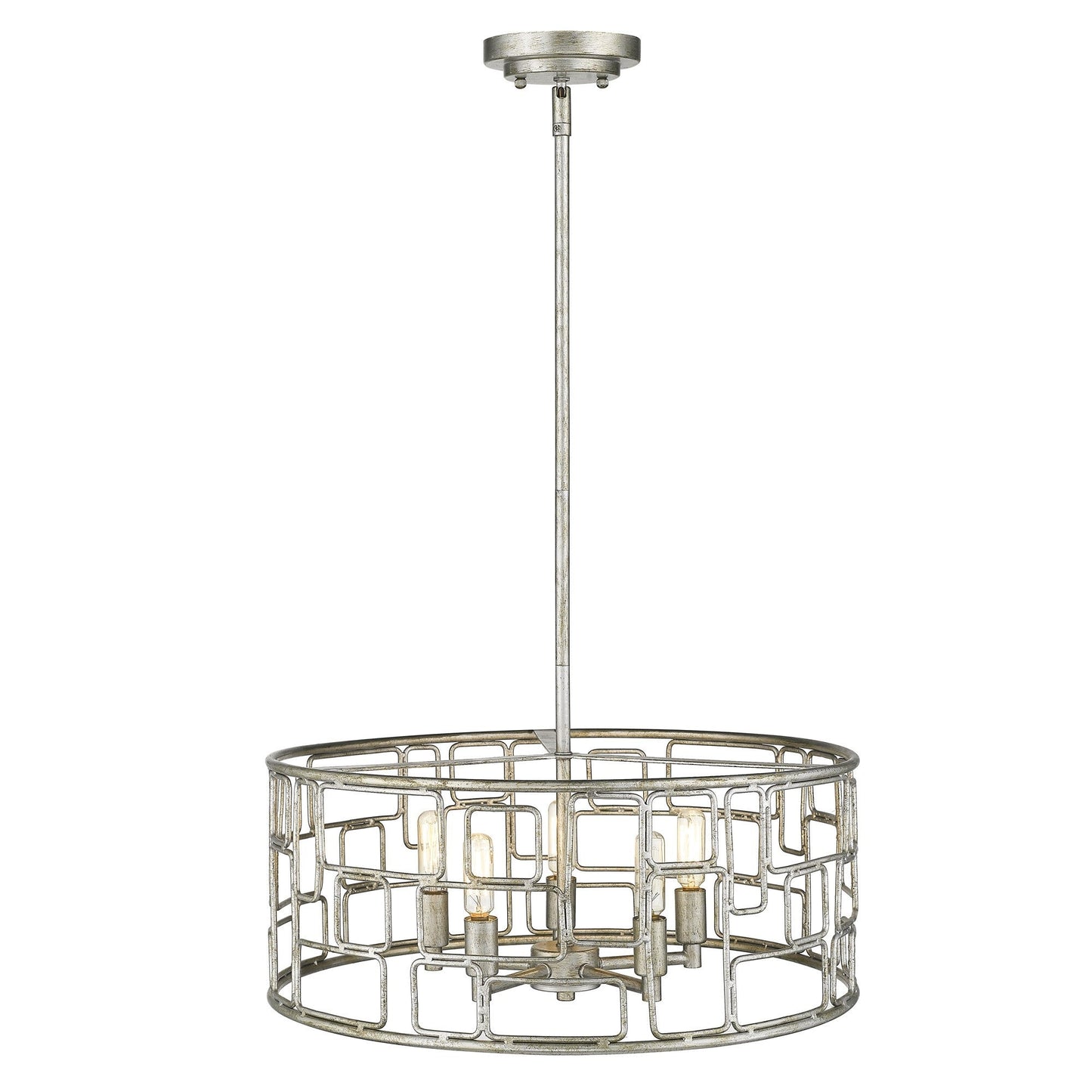 HomeRoots Amoret 5-Light Convertible Pendant in Antique Silver Finish