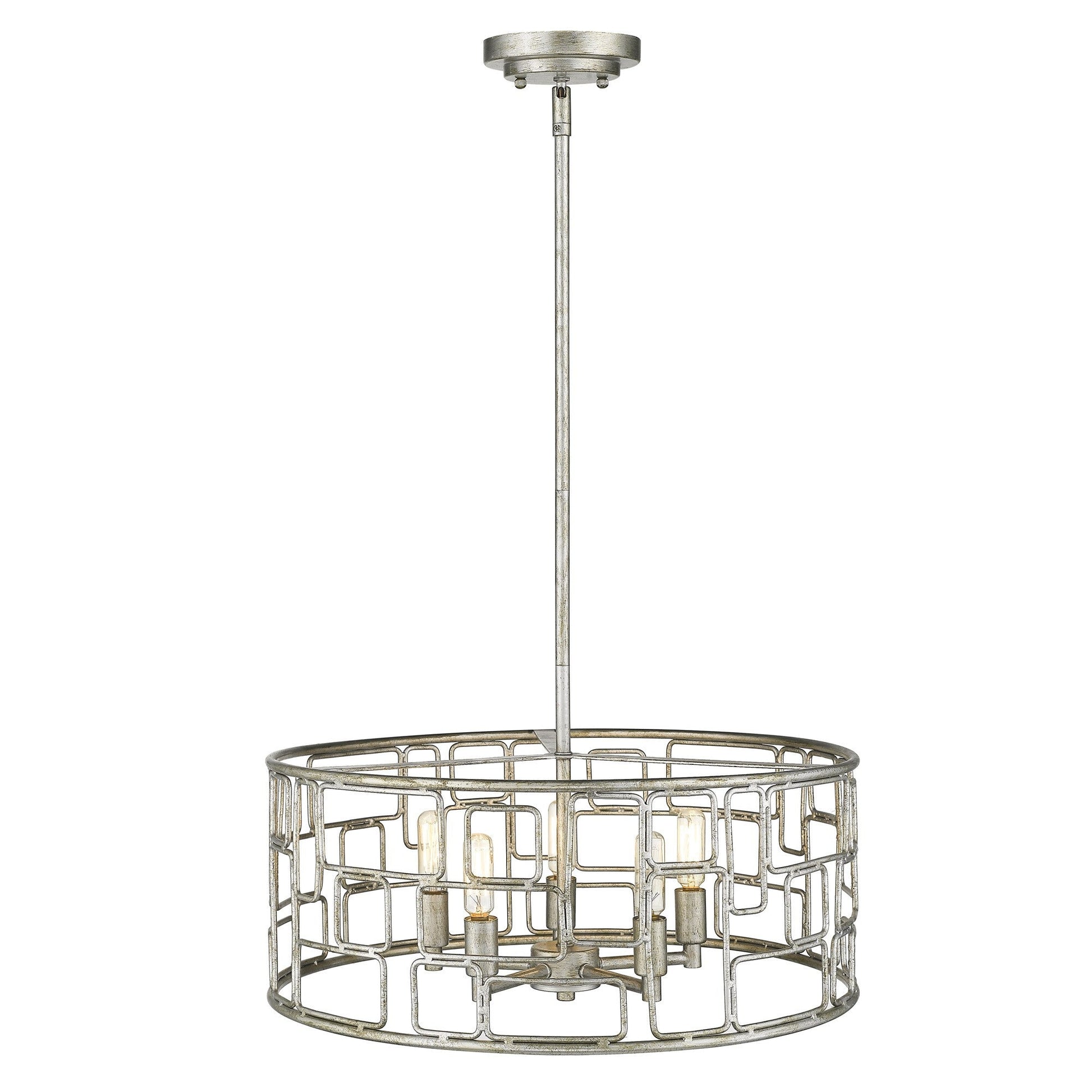 HomeRoots Amoret 5-Light Convertible Pendant in Antique Silver Finish