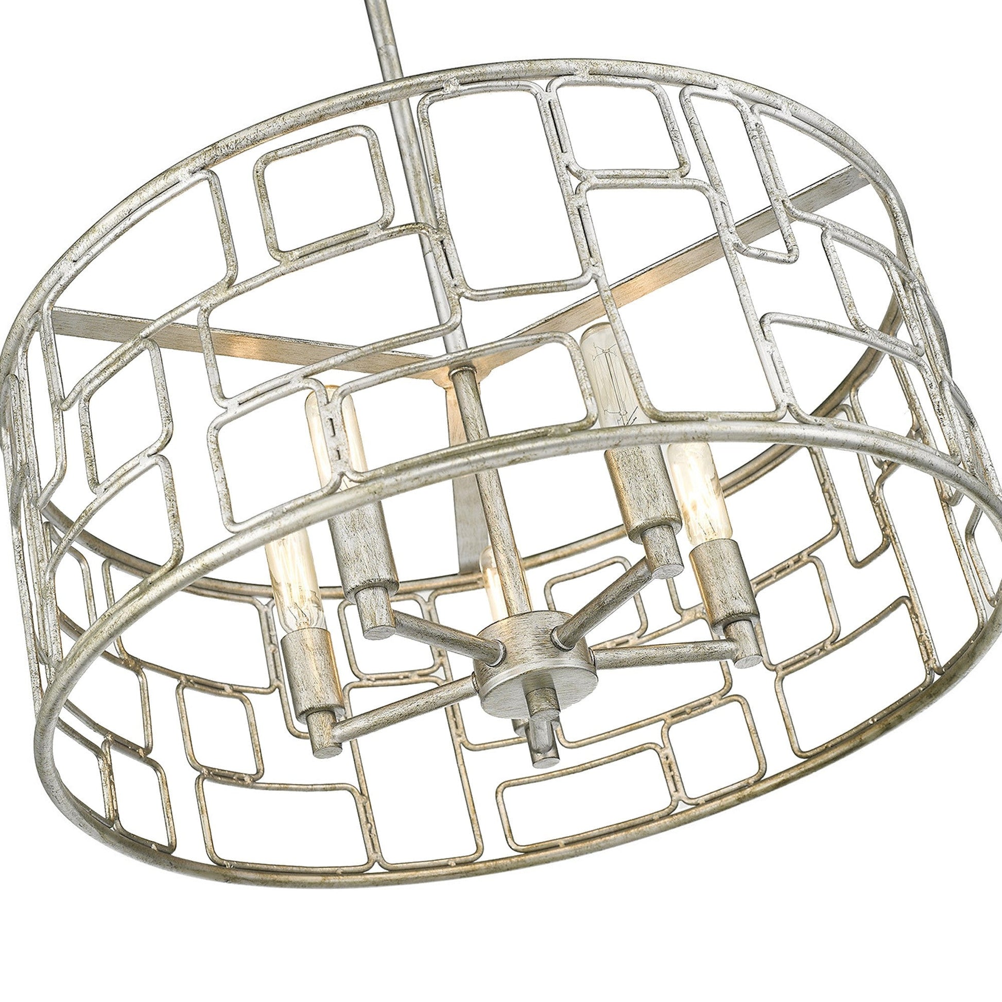 HomeRoots Amoret 5-Light Convertible Pendant in Antique Silver Finish