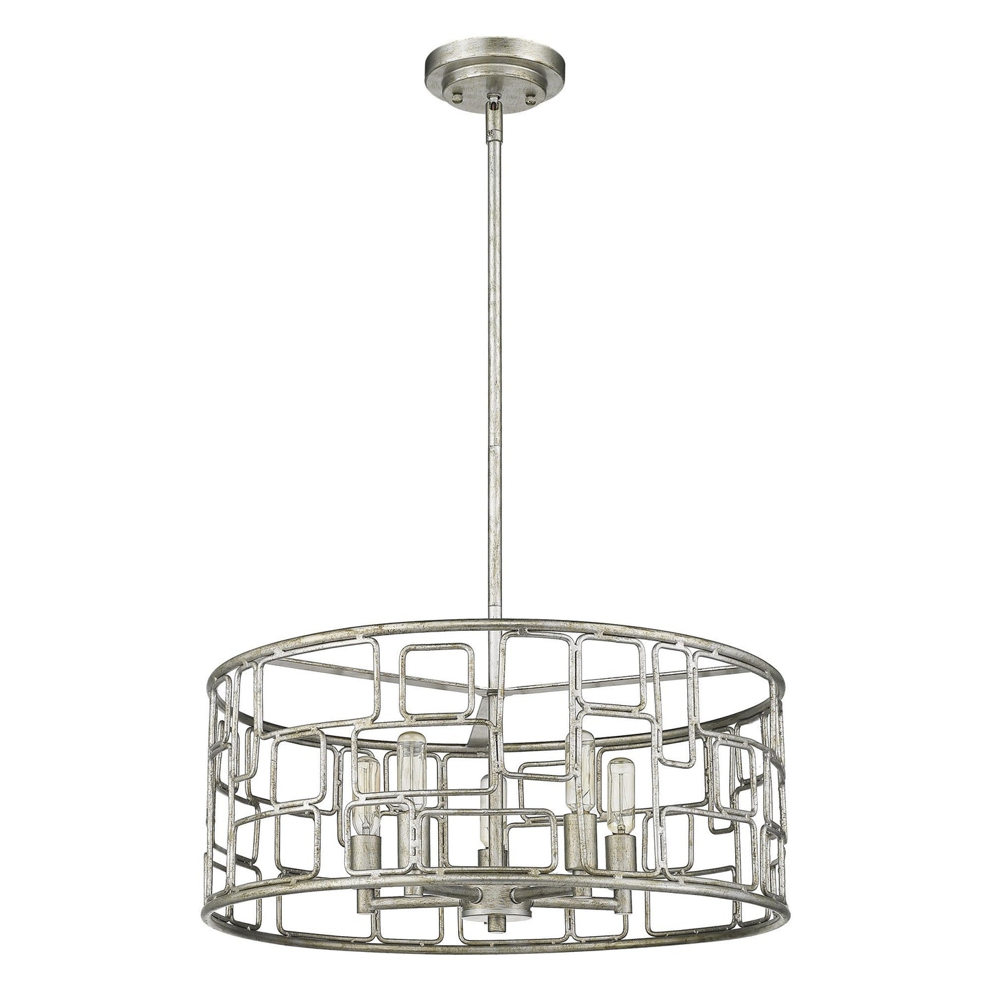HomeRoots Amoret 5-Light Convertible Pendant in Antique Silver Finish