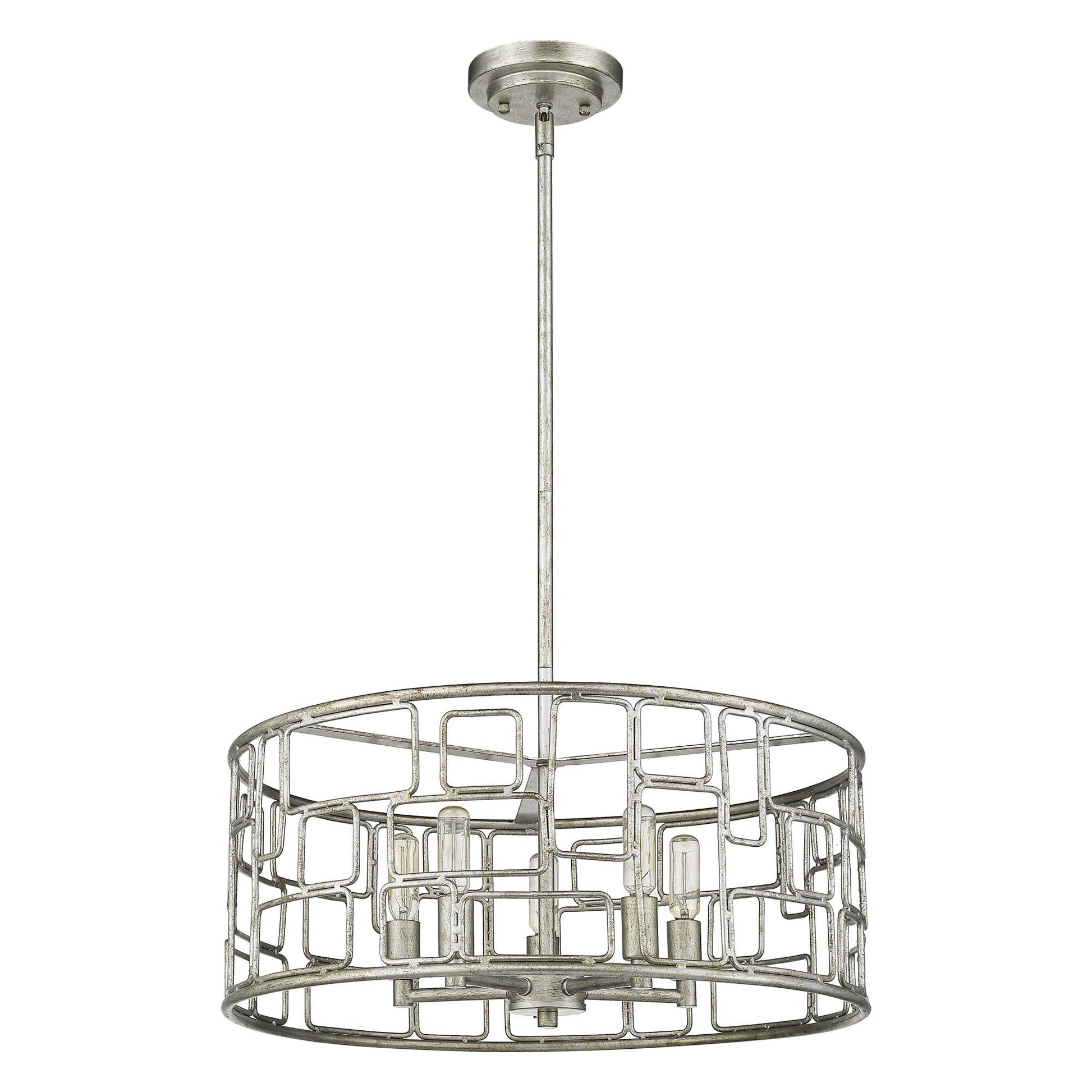 HomeRoots Amoret 5-Light Convertible Pendant in Antique Silver Finish