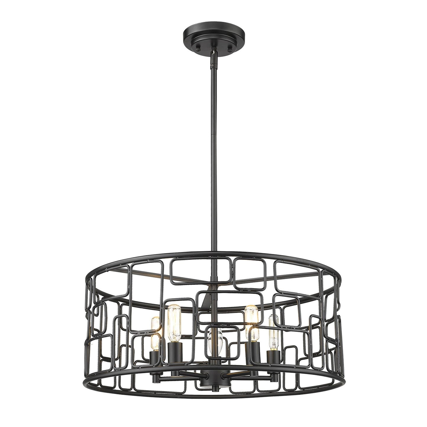 HomeRoots Amoret 5-Lightv Convertible Pendant in Matte Black Finish